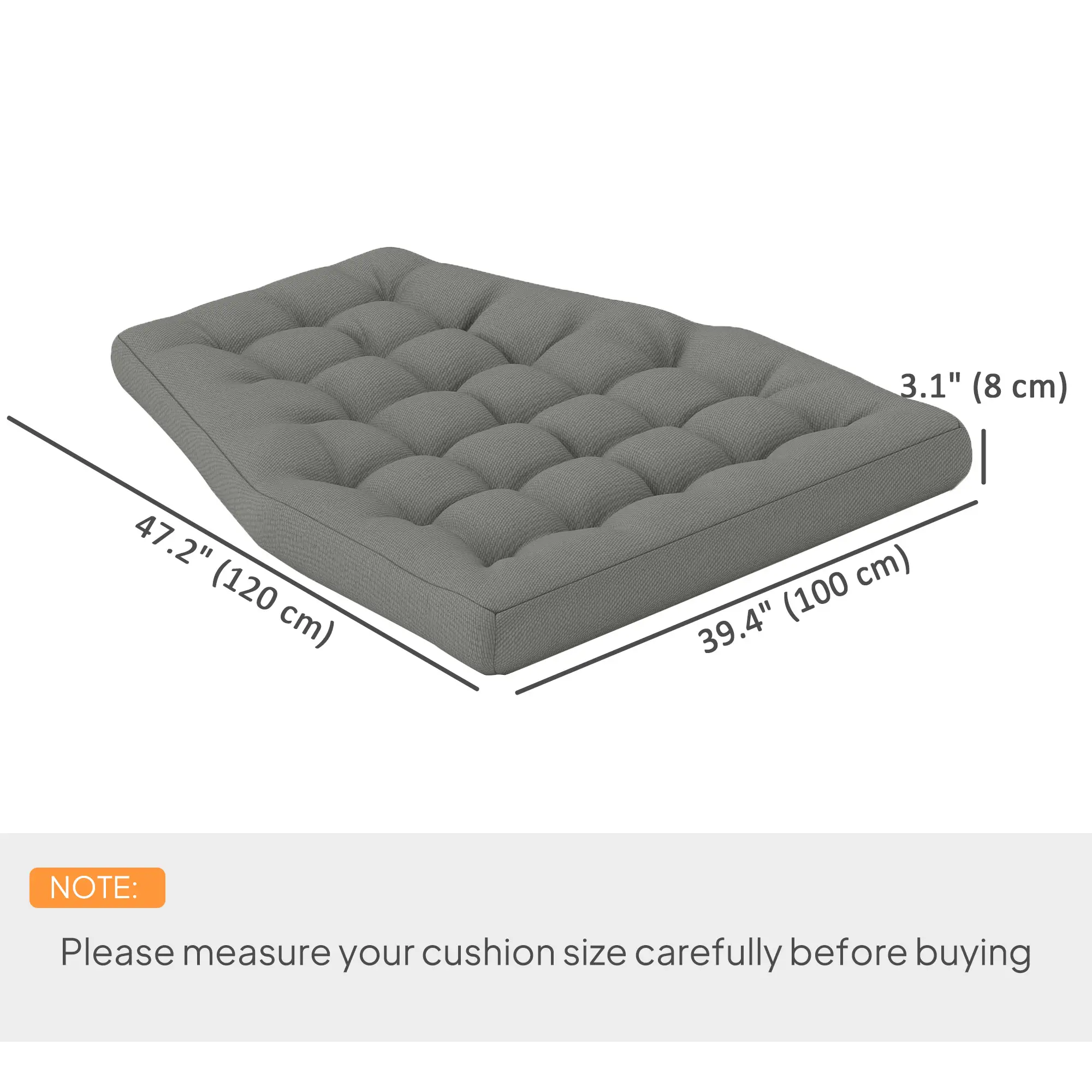 Outdoor Swing Cushion, Tufted Patio Cushion, Grey - Image 3