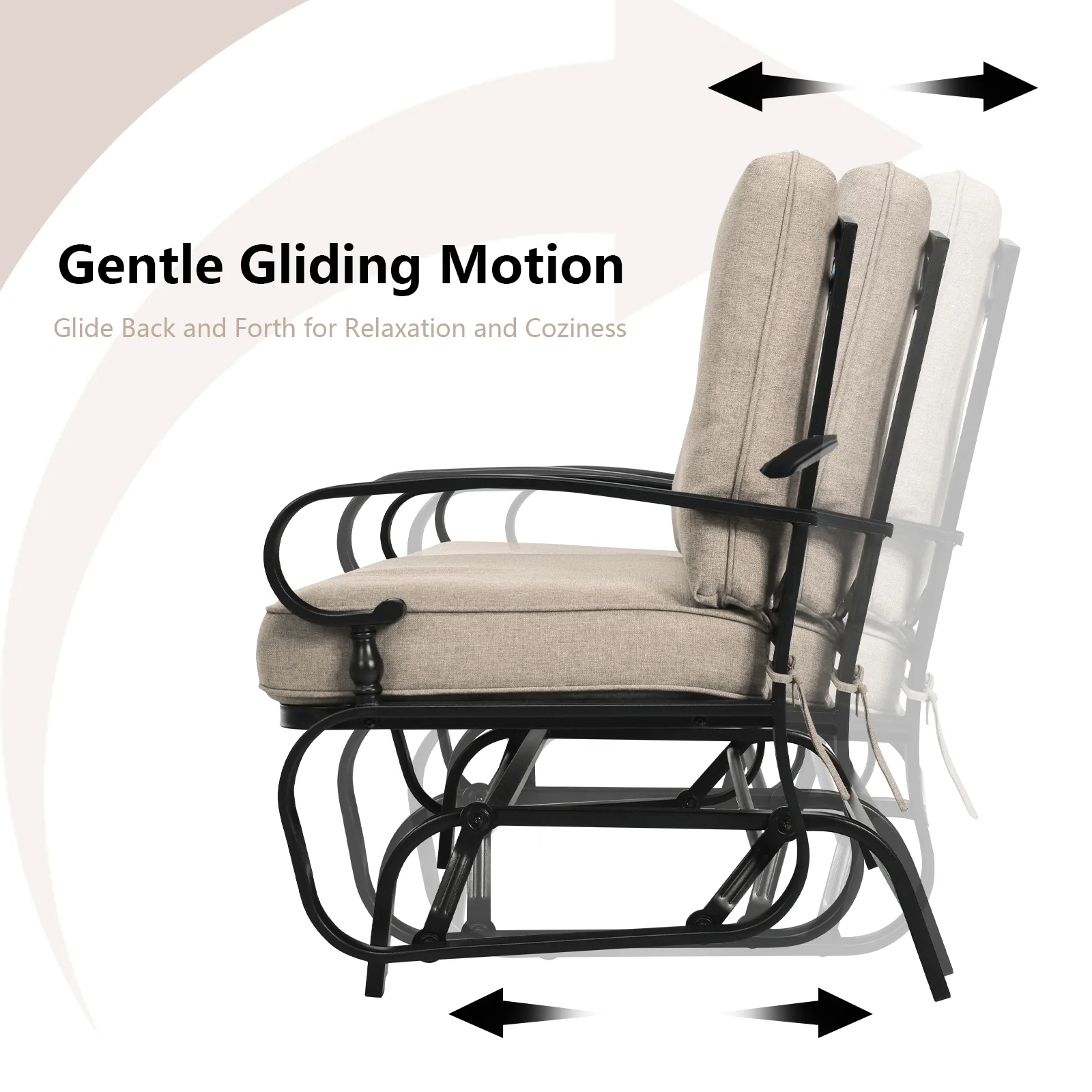 Outdoor Swing Glider Chair, 2 Seats, With Cushions, Beige - Image 6
