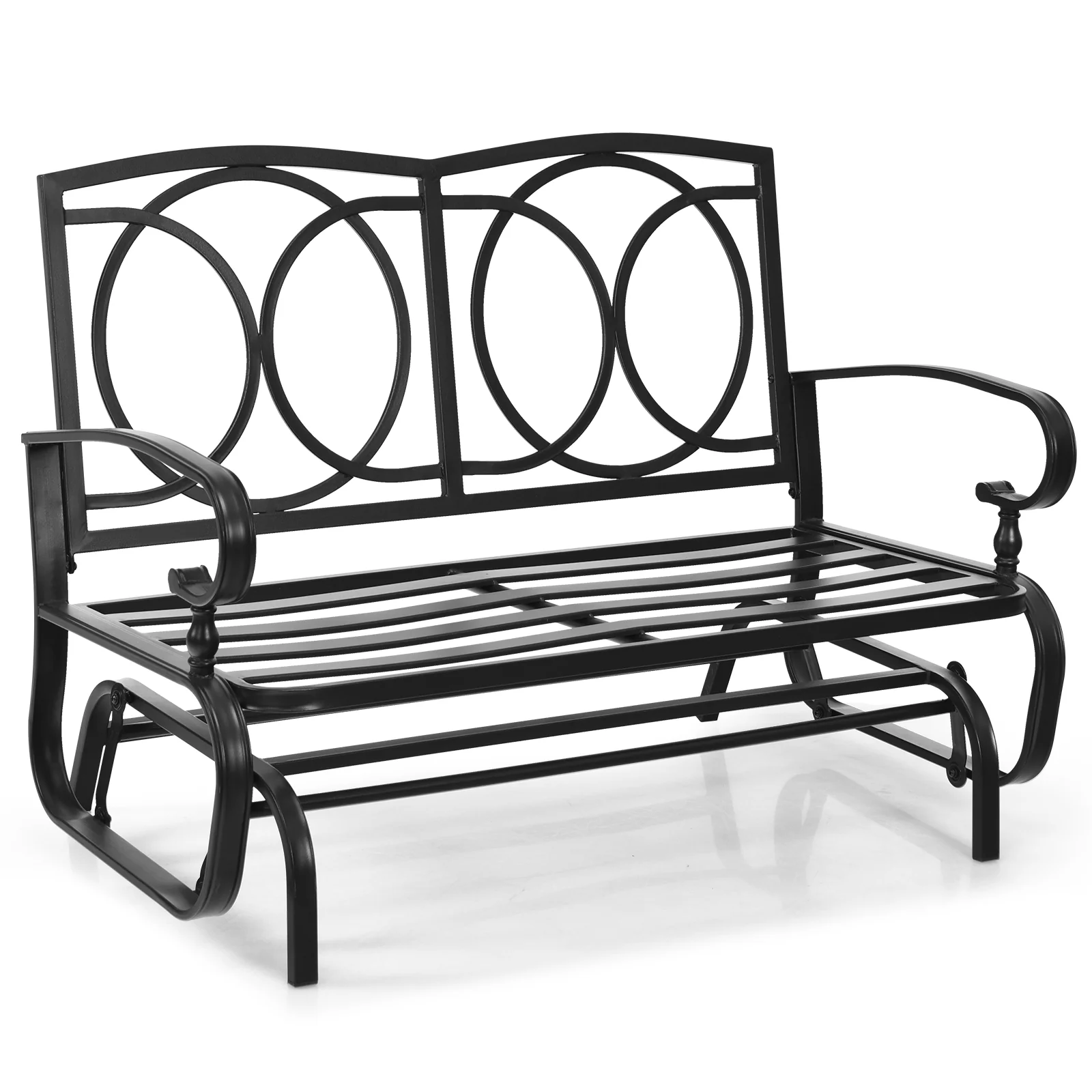 Outdoor Swing Glider Chair, 2 Seats, With Cushions, Beige - Image 8