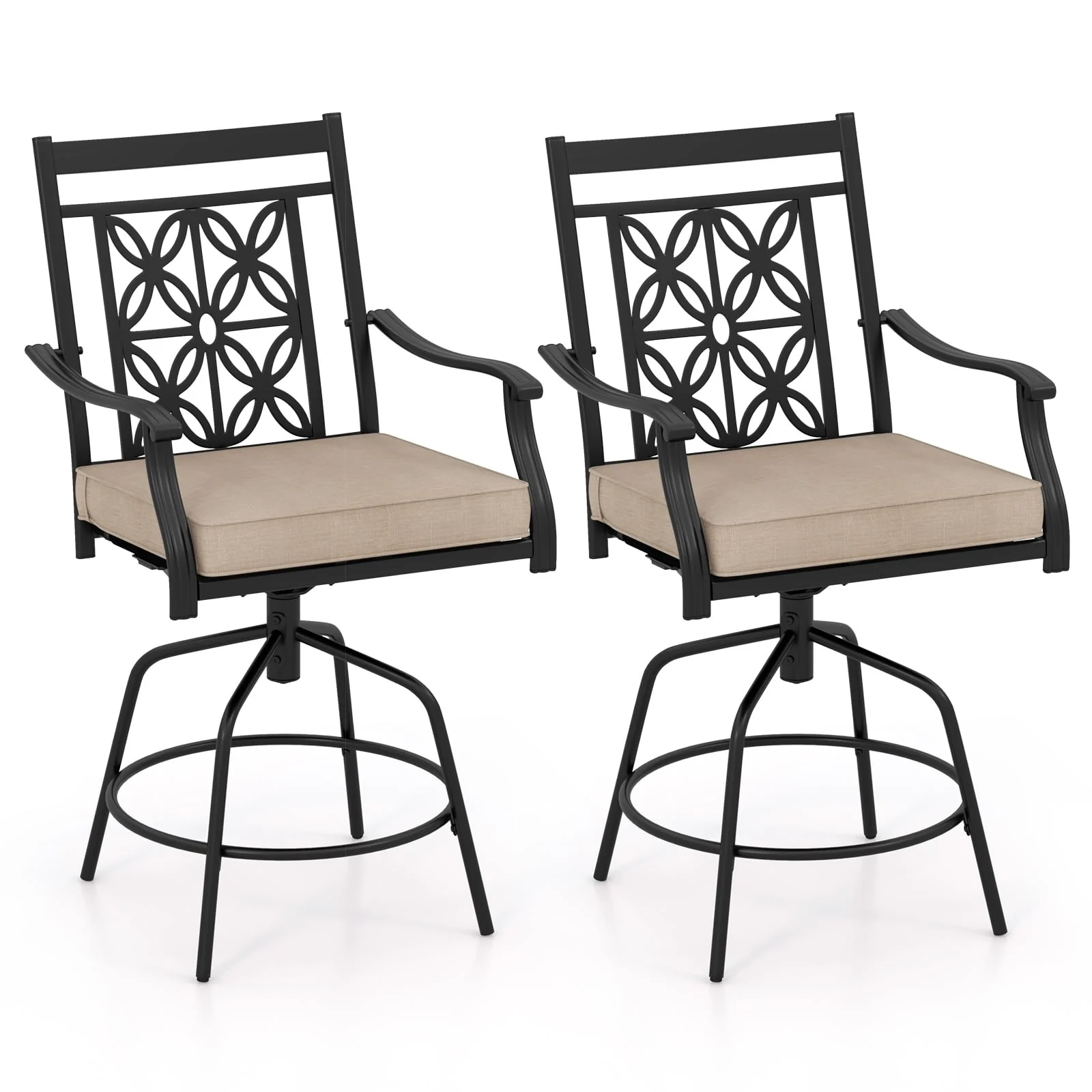 Outdoor Swivel Bar Stools, Set of 2, Brown - Image 4