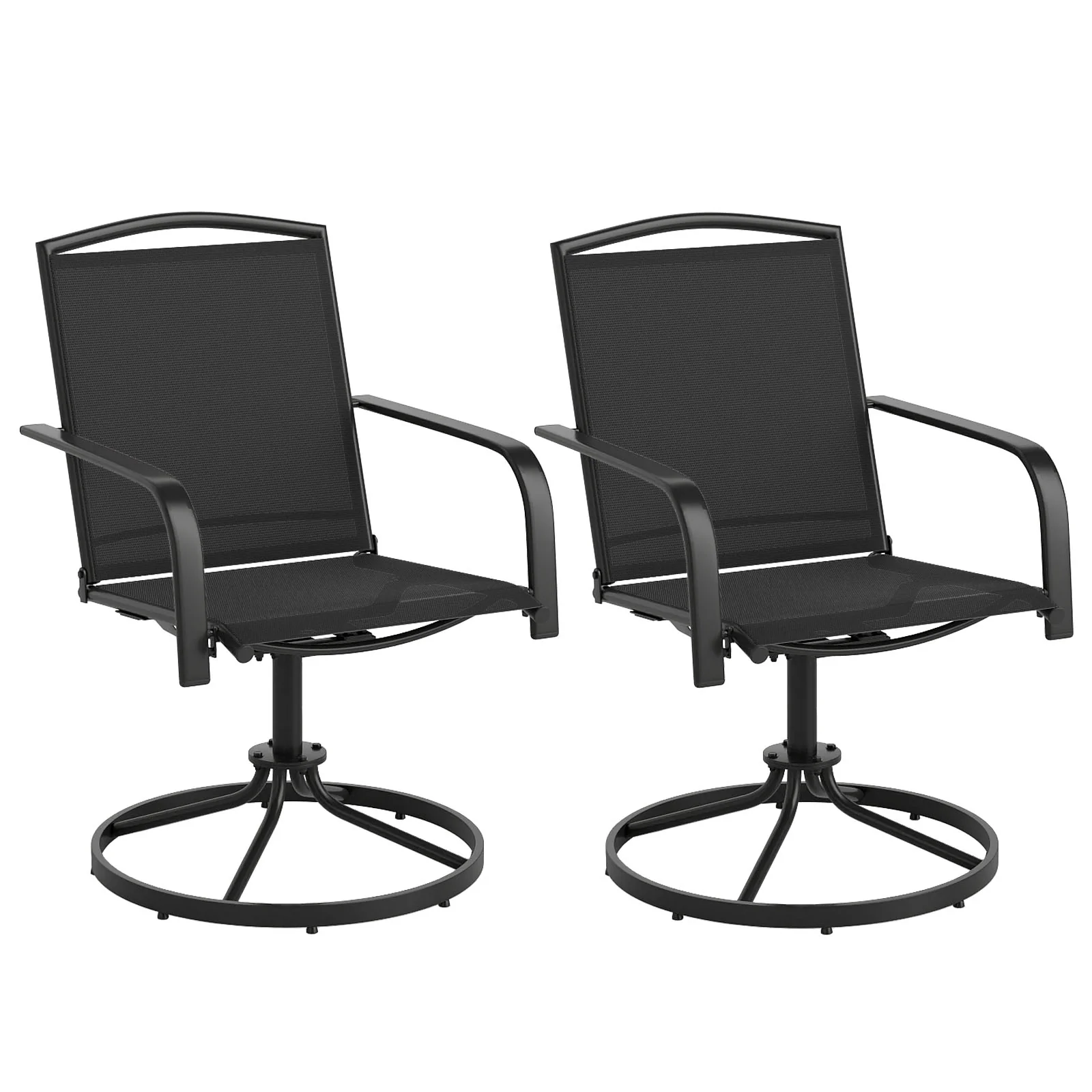 Outdoor Swivel Chairs Set of 2, Black