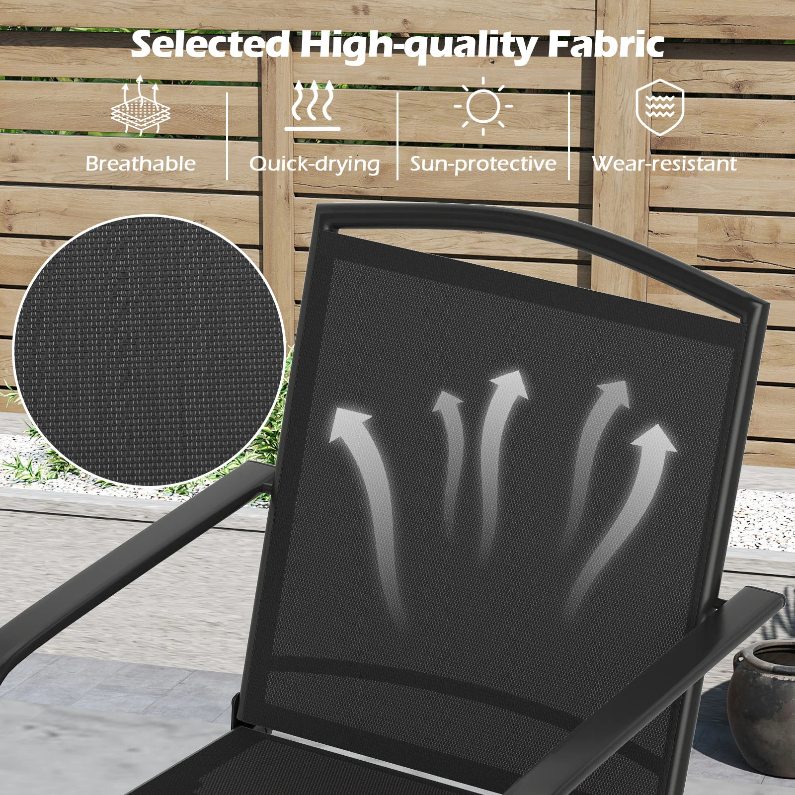 Outdoor Swivel Chairs Set of 2, Black - Image 5