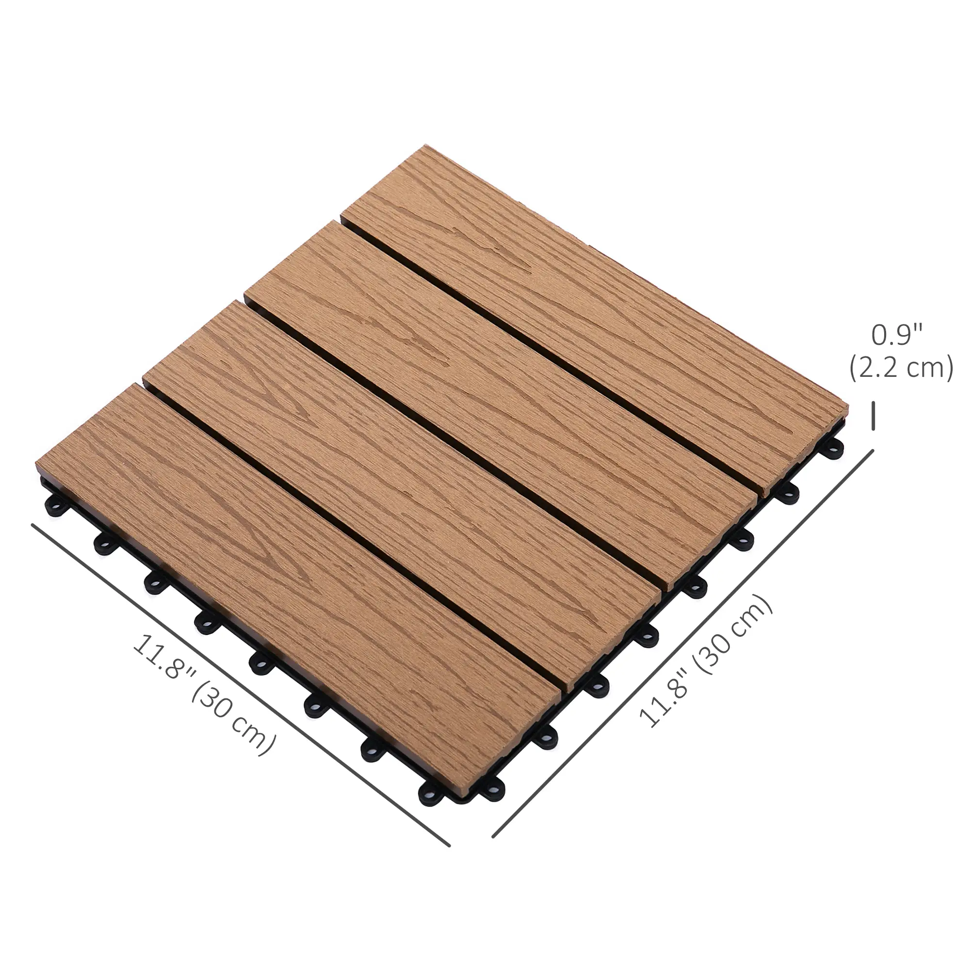 Outdoor Tiles, 11 Pack 12" x 12" WPC Interlocking Deck Tiles Waterproof and Non-slip - Image 3