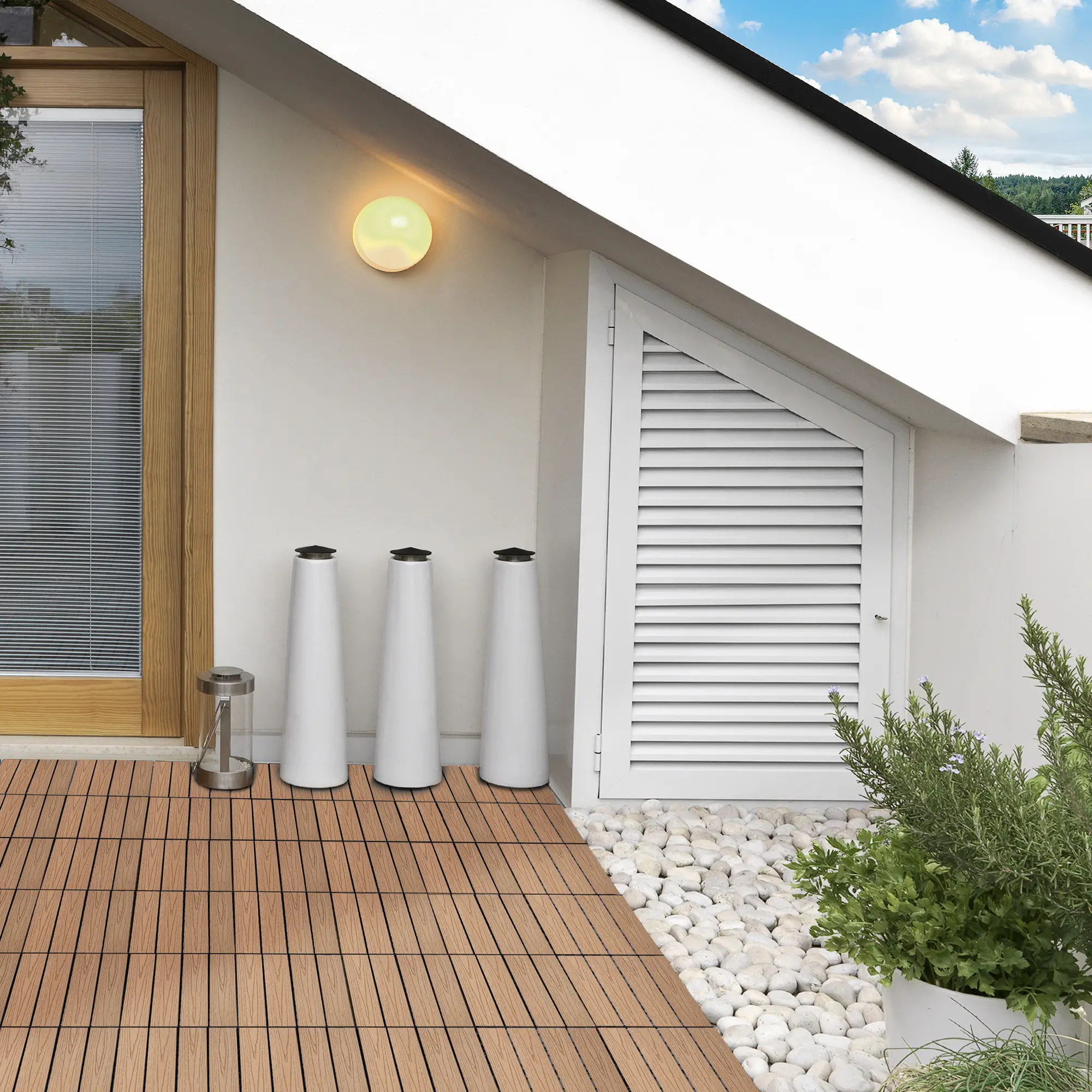 Outdoor Tiles, 11 Pack 12" x 12" WPC Interlocking Deck Tiles Waterproof and Non-slip - Image 7