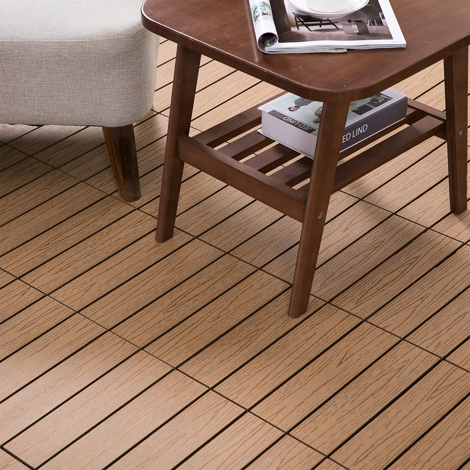 Outdoor Tiles, 11 Pack 12" x 12" WPC Interlocking Deck Tiles Waterproof and Non-slip - Image 8
