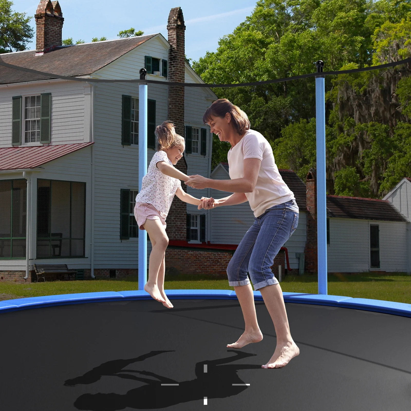 Outdoor Trampoline, 12 ft, Safety Closure Net, Blue - Image 2