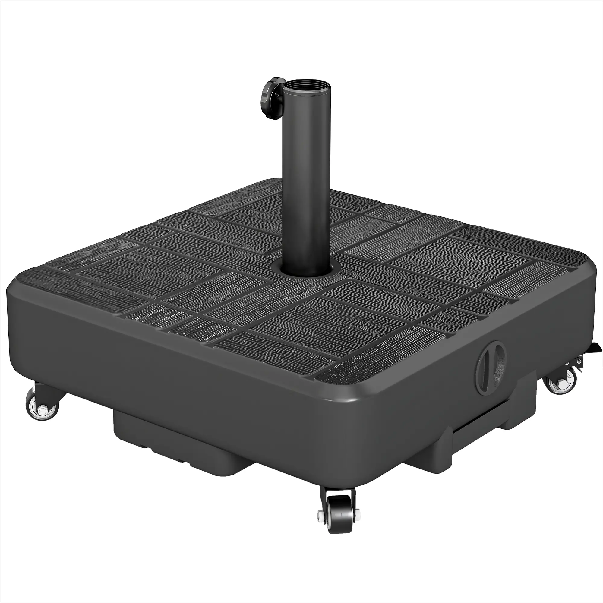 Outdoor Umbrella Base With Wheels, Fillable Stand For 1.5"/1.9" Poles, Black - Image 11