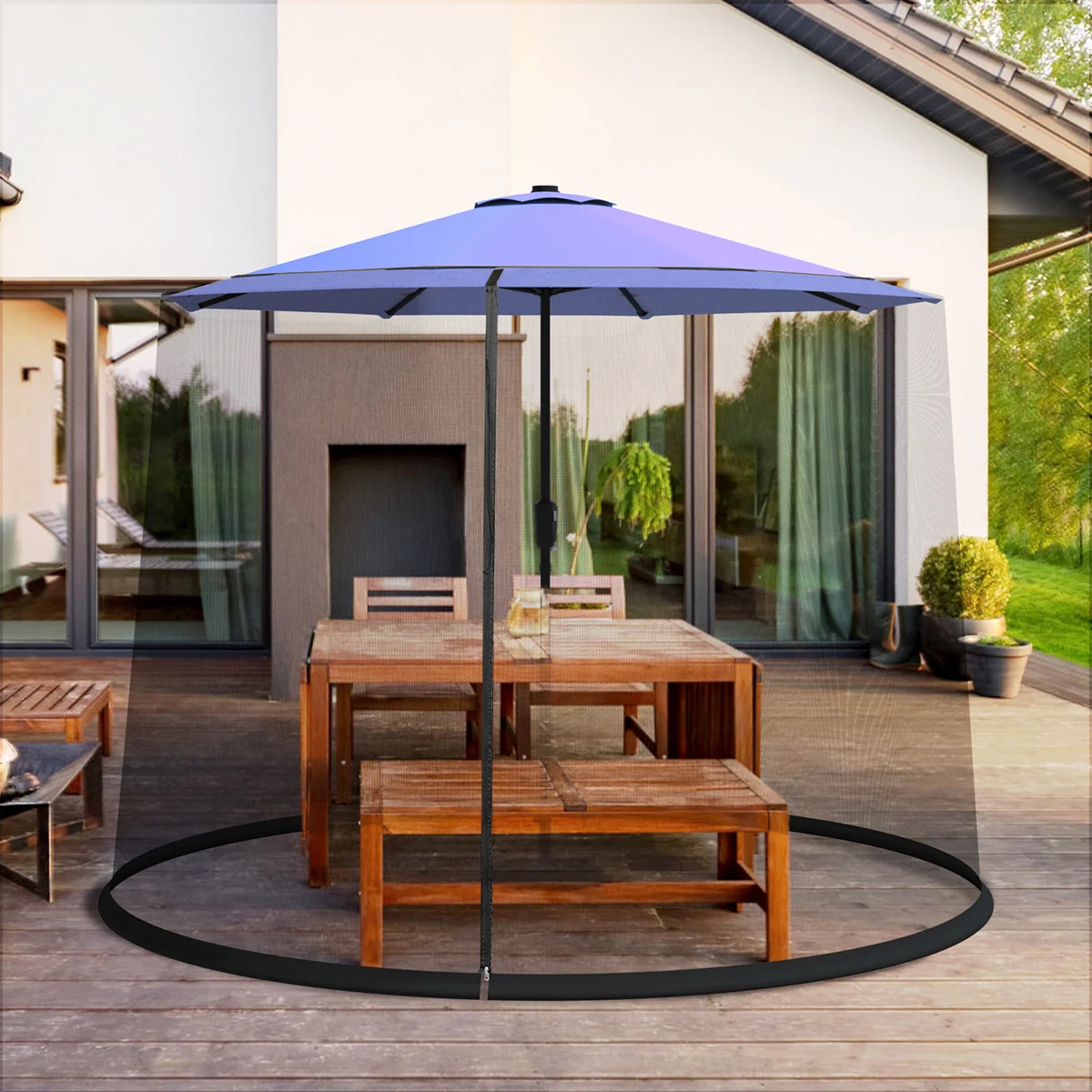 Outdoor Umbrella Table Screen, 9-10 Feet, Mosquito Bug Insect Net - Image 2