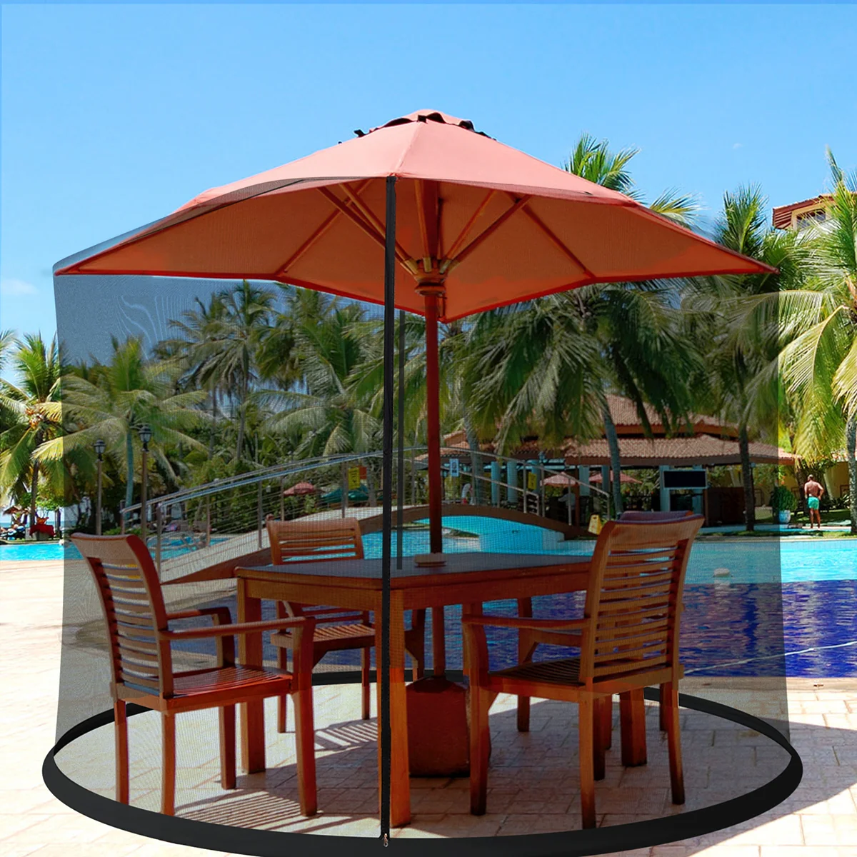 Outdoor Umbrella Table Screen, 9-10 Feet, Mosquito Bug Insect Net - Image 8