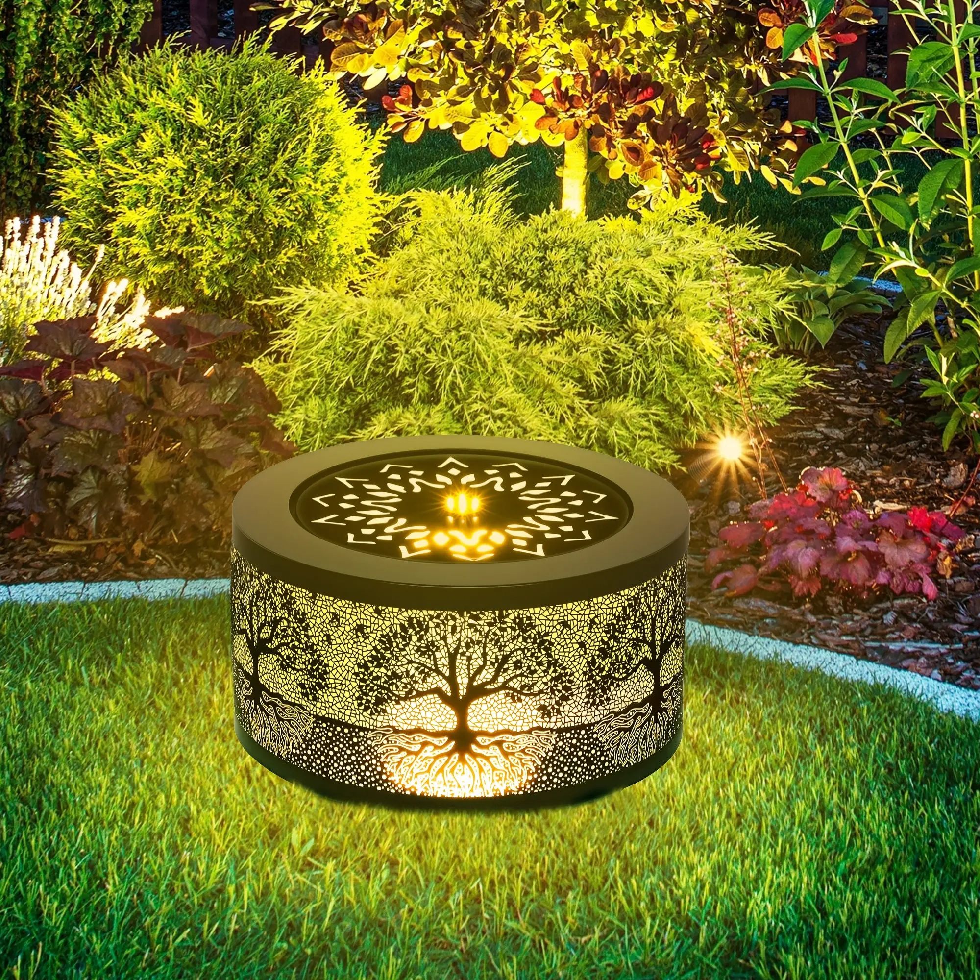Outdoor Water Fountain with LED Lights, 10" Tall, Black - Image 7
