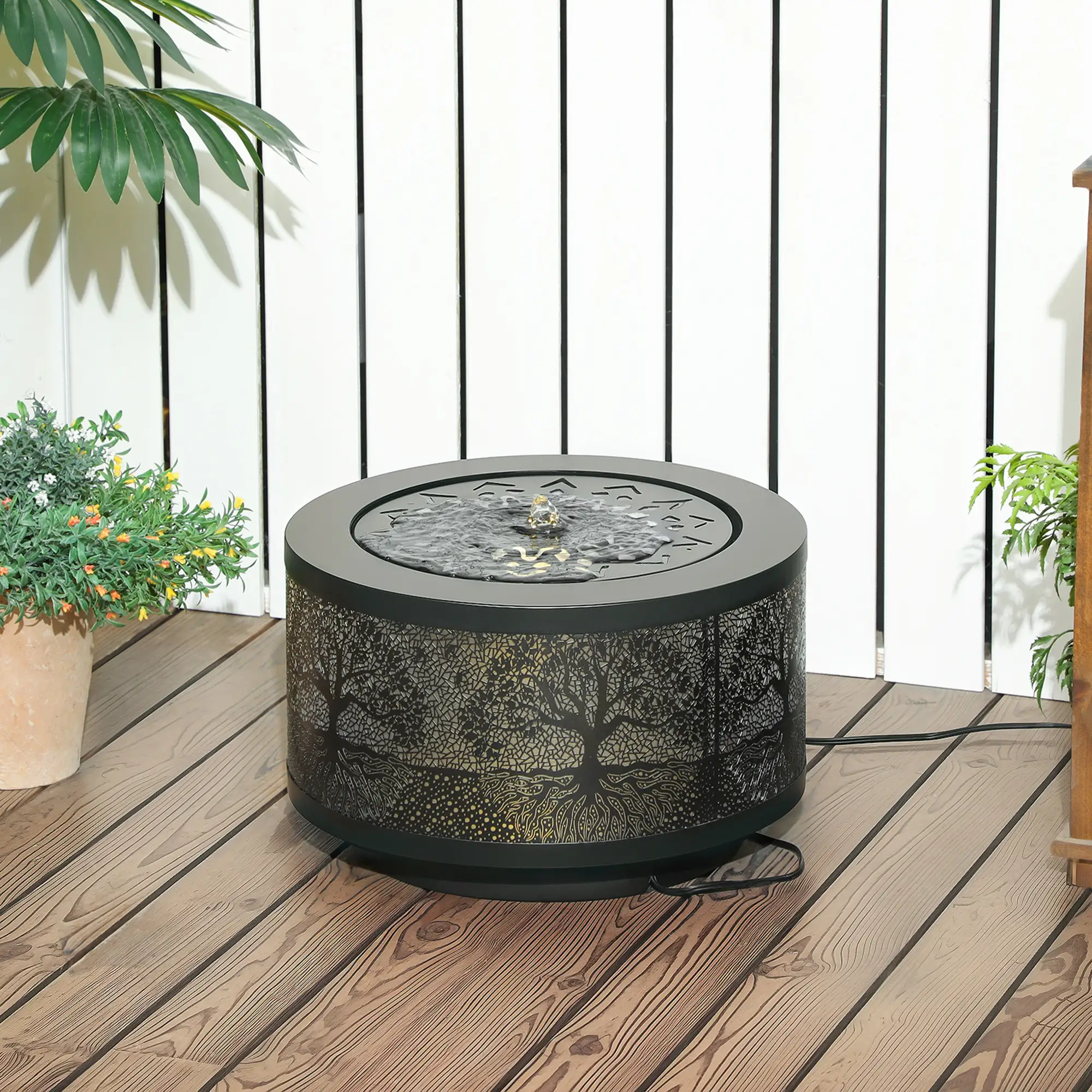 Outdoor Water Fountain with LED Lights, 10" Tall, Black - Image 8