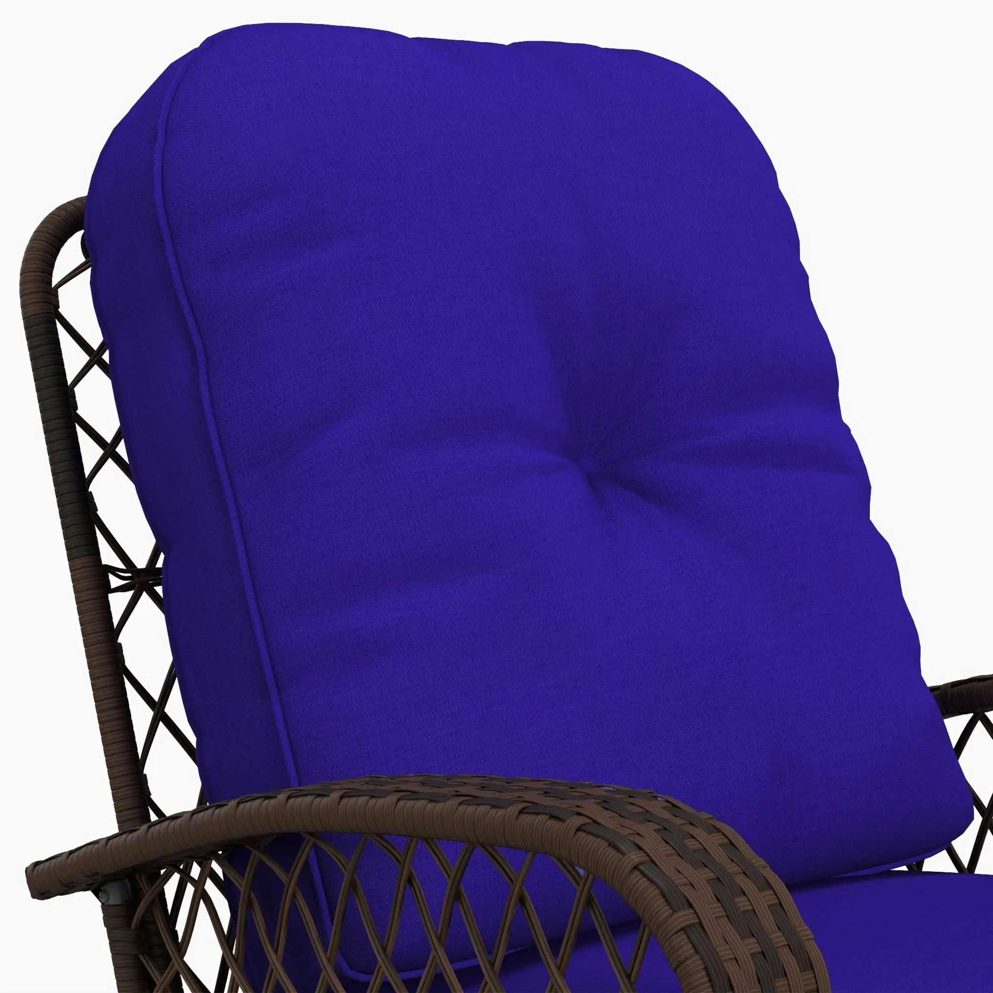 Outdoor Wicker Rattan Rocking Chair, Thick Cushions, Dark Blue - Image 7