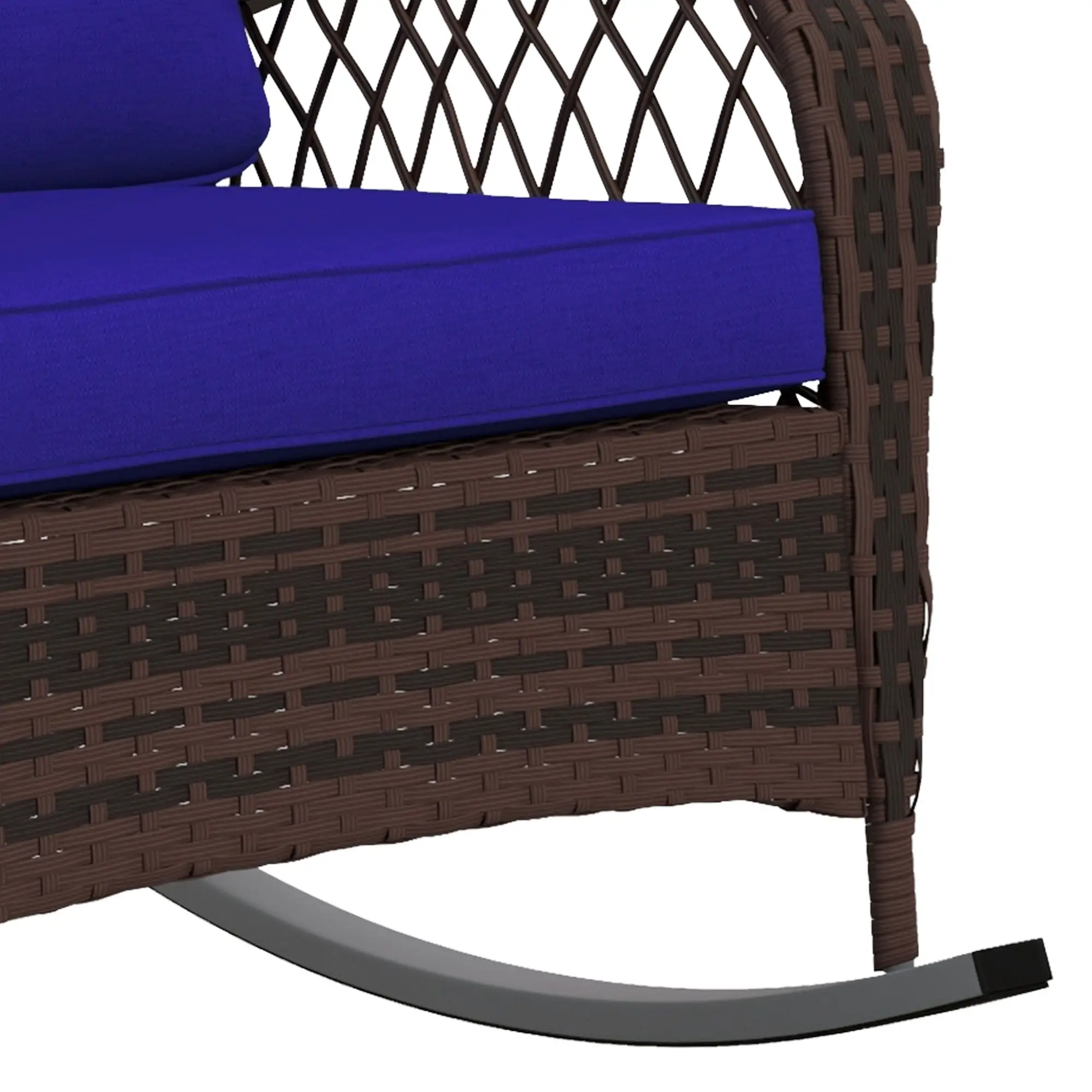 Outdoor Wicker Rattan Rocking Chair, Thick Cushions, Dark Blue - Image 9