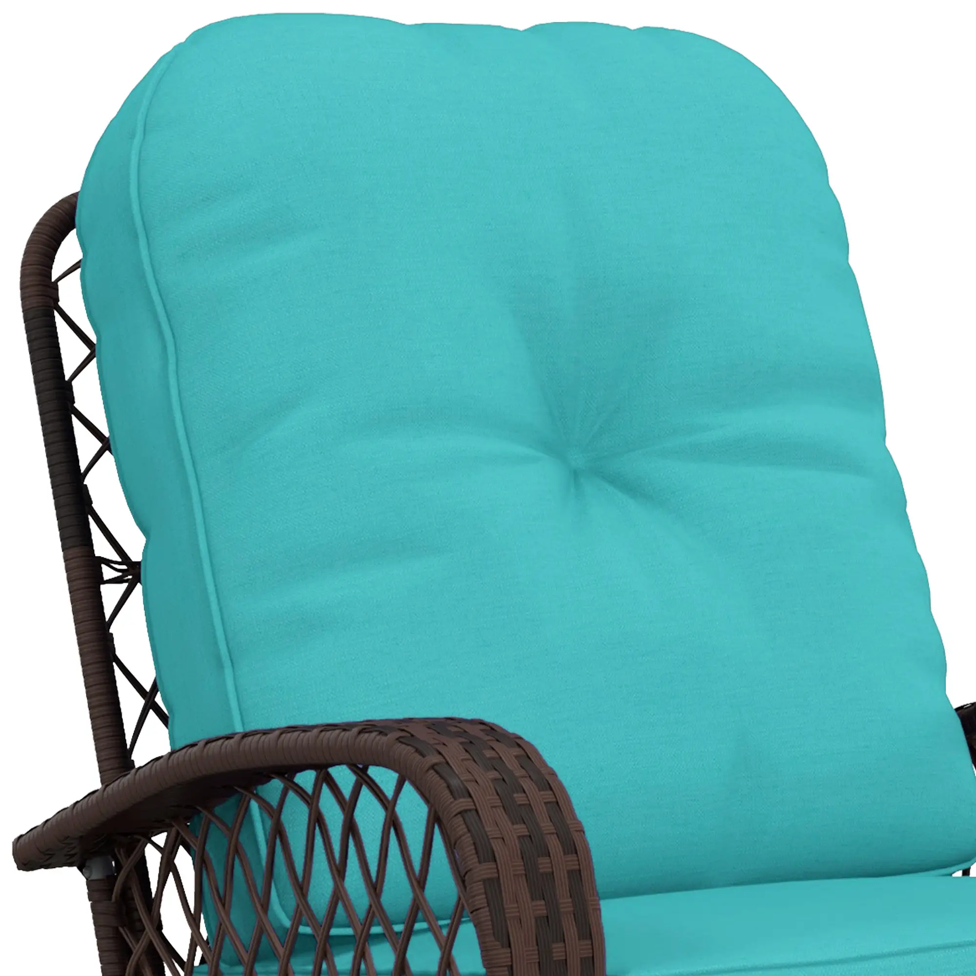 Outdoor Wicker Rattan Rocking Chair, Thick Cushions, Turquoise - Image 8