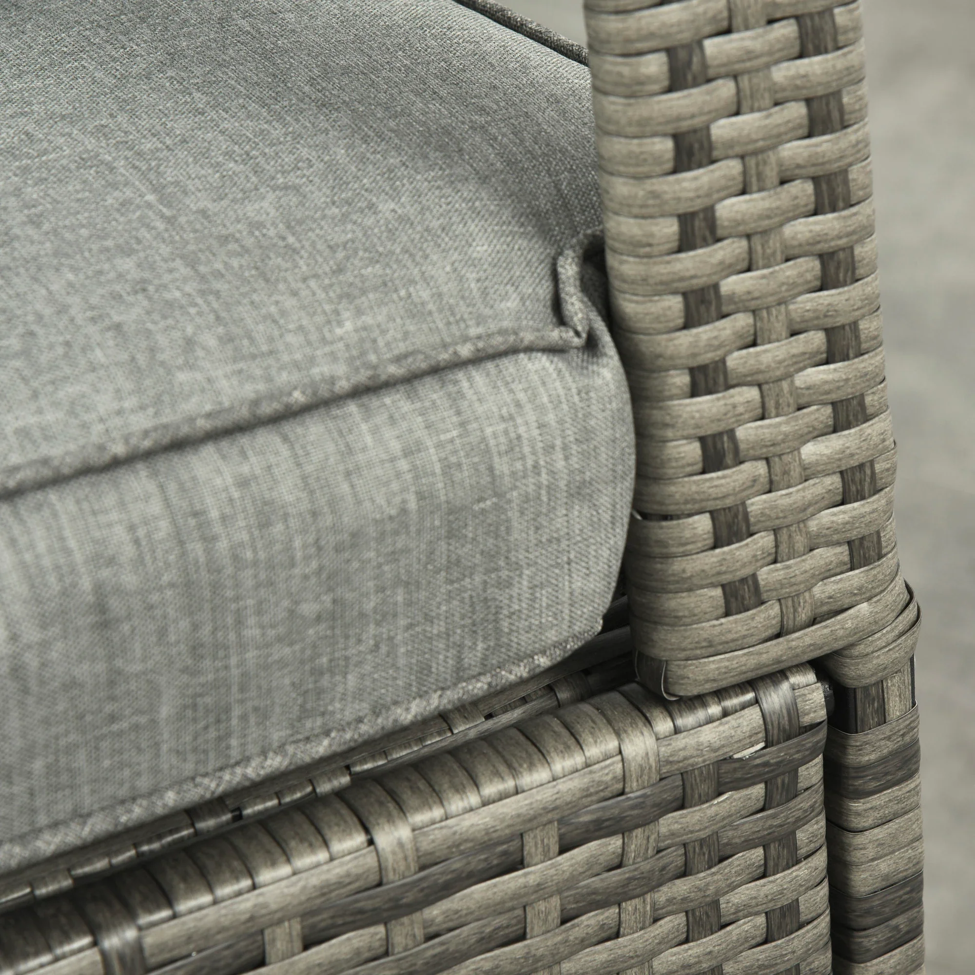 Outdoor Wicker Rocking Chair with Cushion, Adjustable Footrest, Grey - Image 10