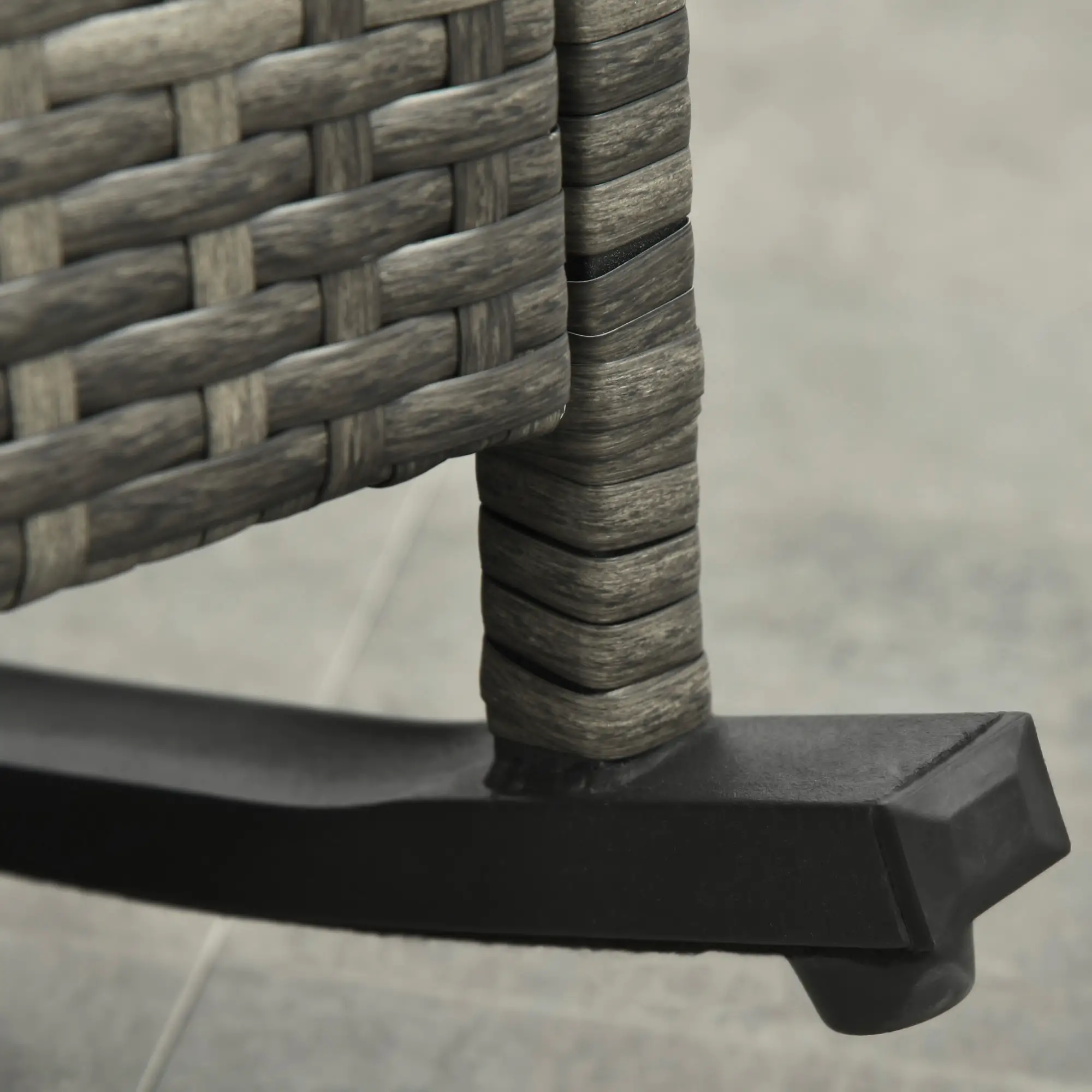 Outdoor Wicker Rocking Chair with Cushion, Adjustable Footrest, Grey - Image 12