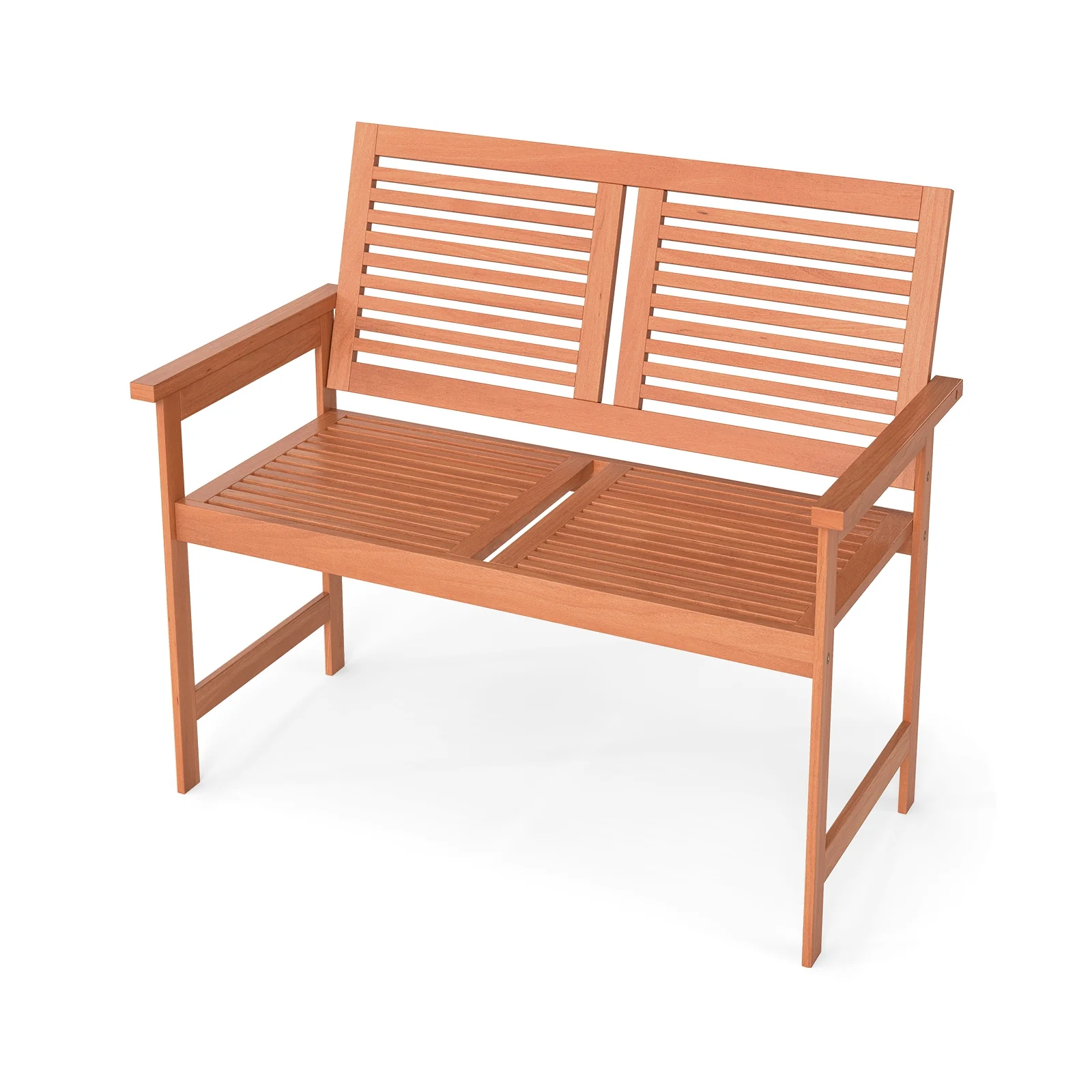 Outdoor Wooden Bench, 2-Person Patio Bench, Natural - Image 4