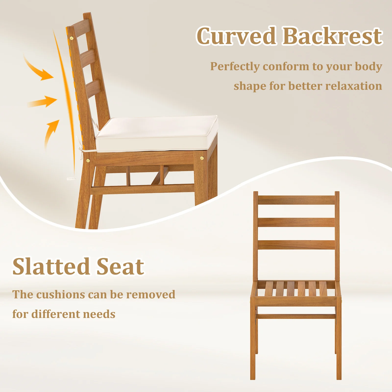Outdoor Wooden Dining Chair Set, 4 Chairs, White - Image 10