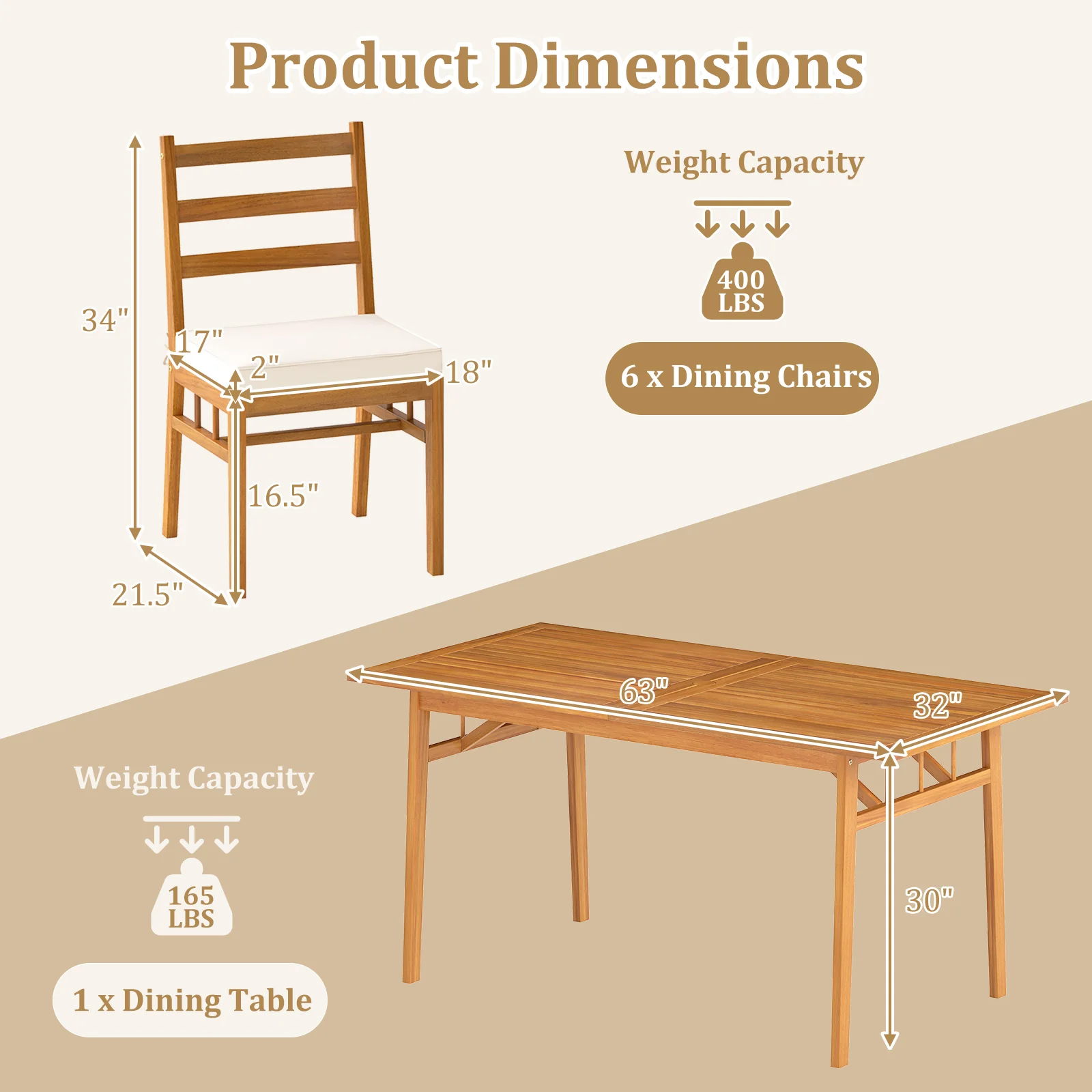 Outdoor Wooden Dining Chair Set, 4 Chairs, White - Image 5