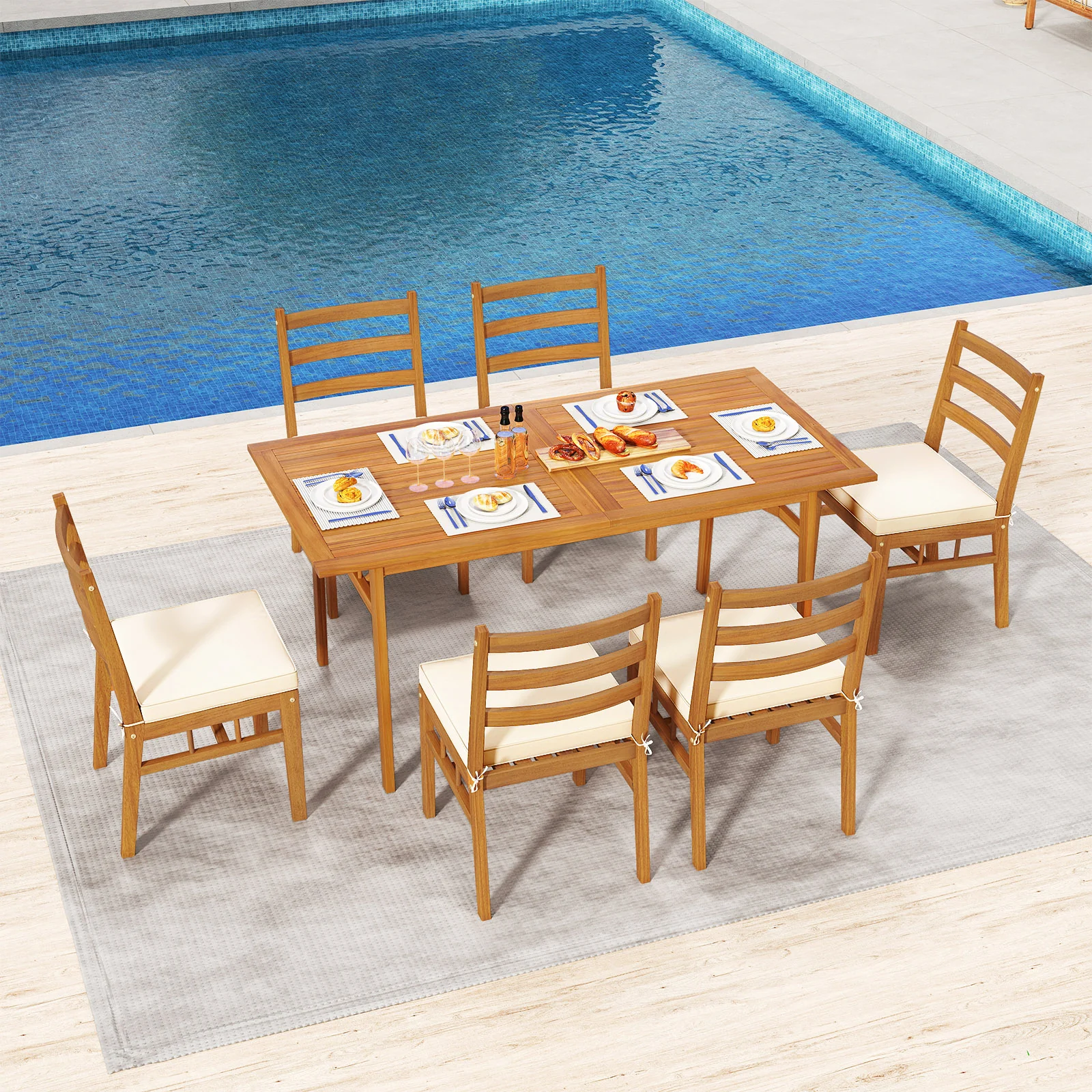Outdoor Wooden Dining Chair Set, 4 Chairs, White - Image 6