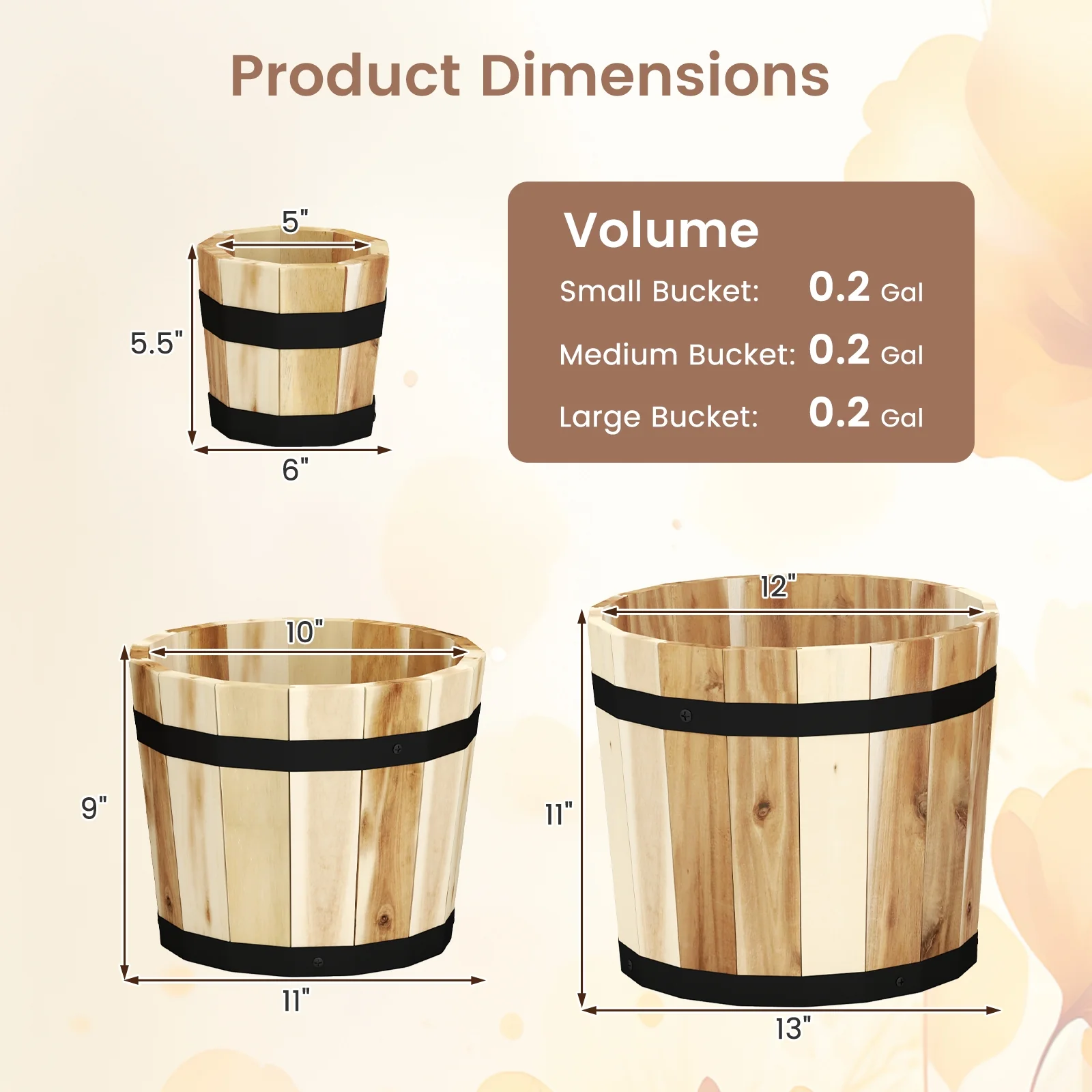 Outdoor Wooden Planter Box Set, 3 Pack, Natural - Image 6