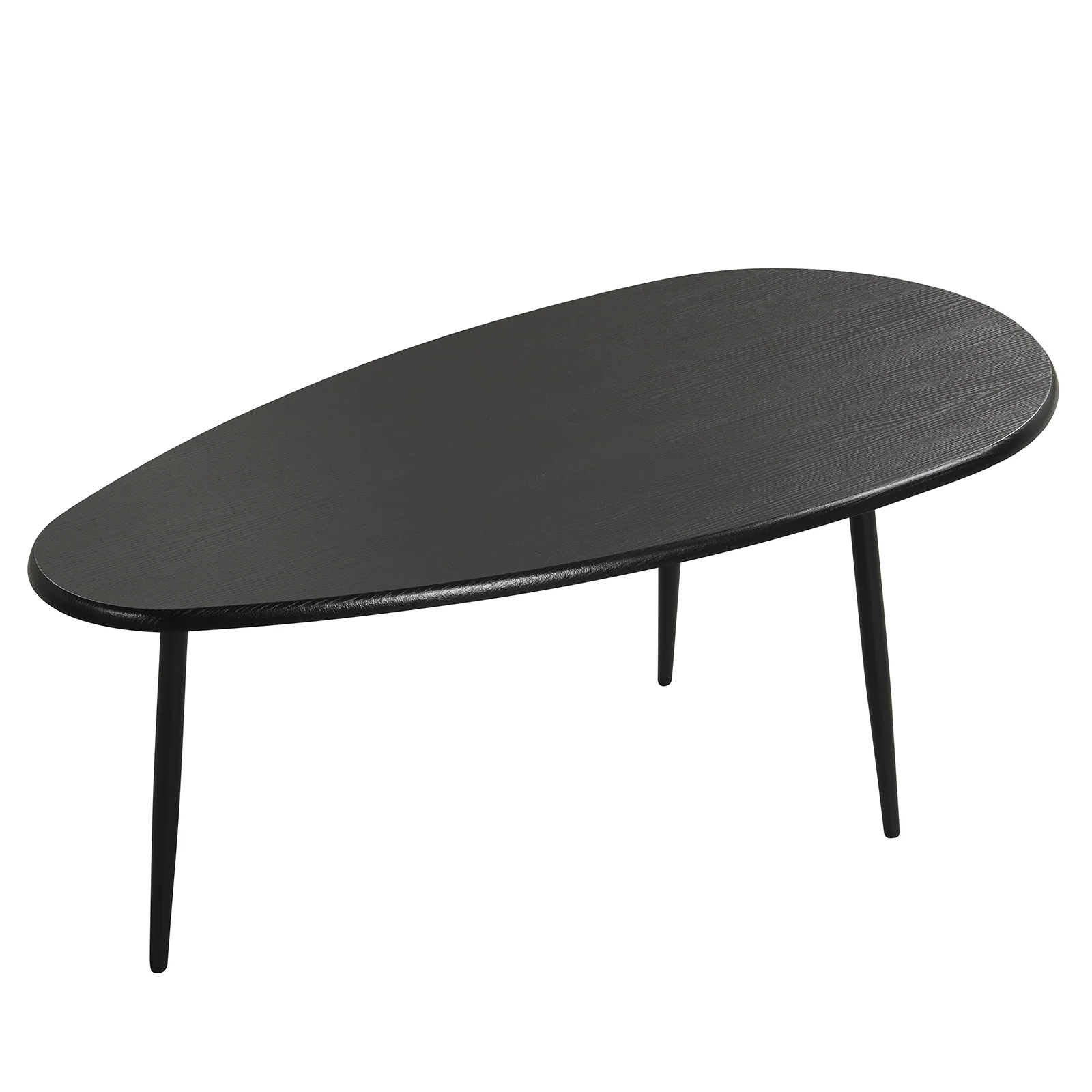 Oval Coffee Table, Mid Century Center Table, Sturdy Metal Construction, Black - Image 4