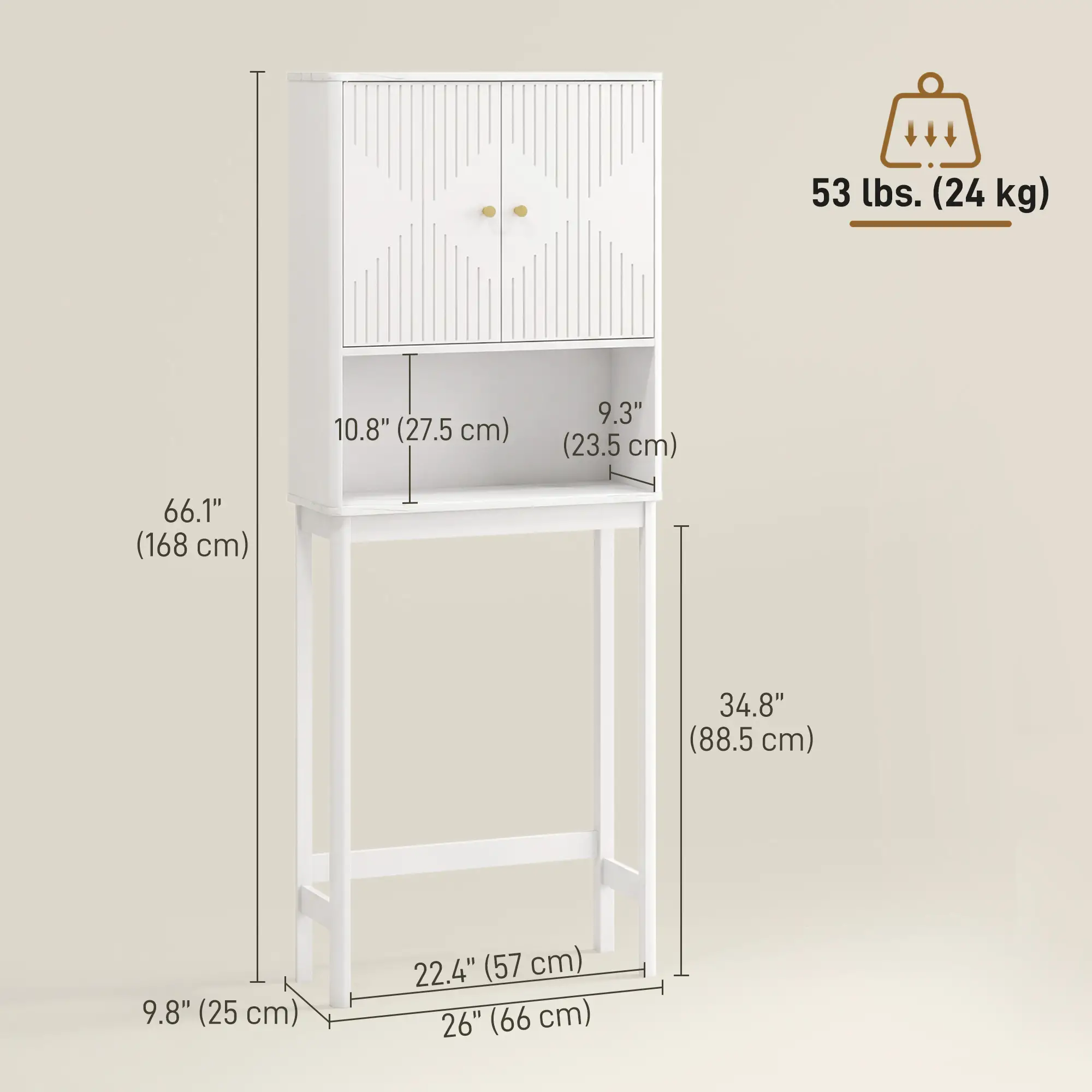 Over The Toilet Storage Cabinet, Adjustable Shelf, Open Shelf, White - Image 3
