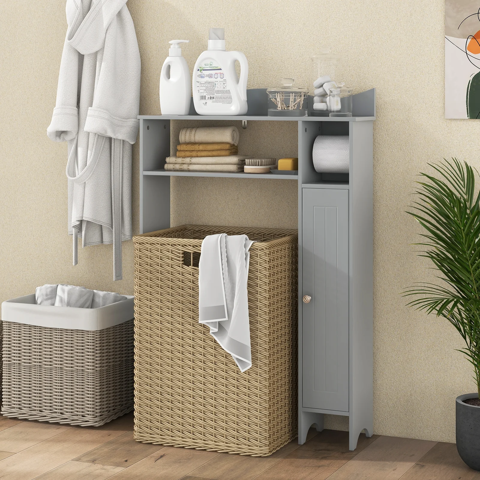 Over The Toilet Storage Cabinet, Toilet Paper Holder, Gray - Image 2