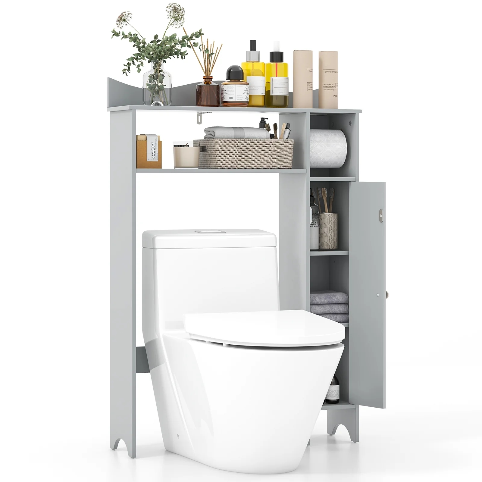Over The Toilet Storage Cabinet, Toilet Paper Holder, Gray - Image 5
