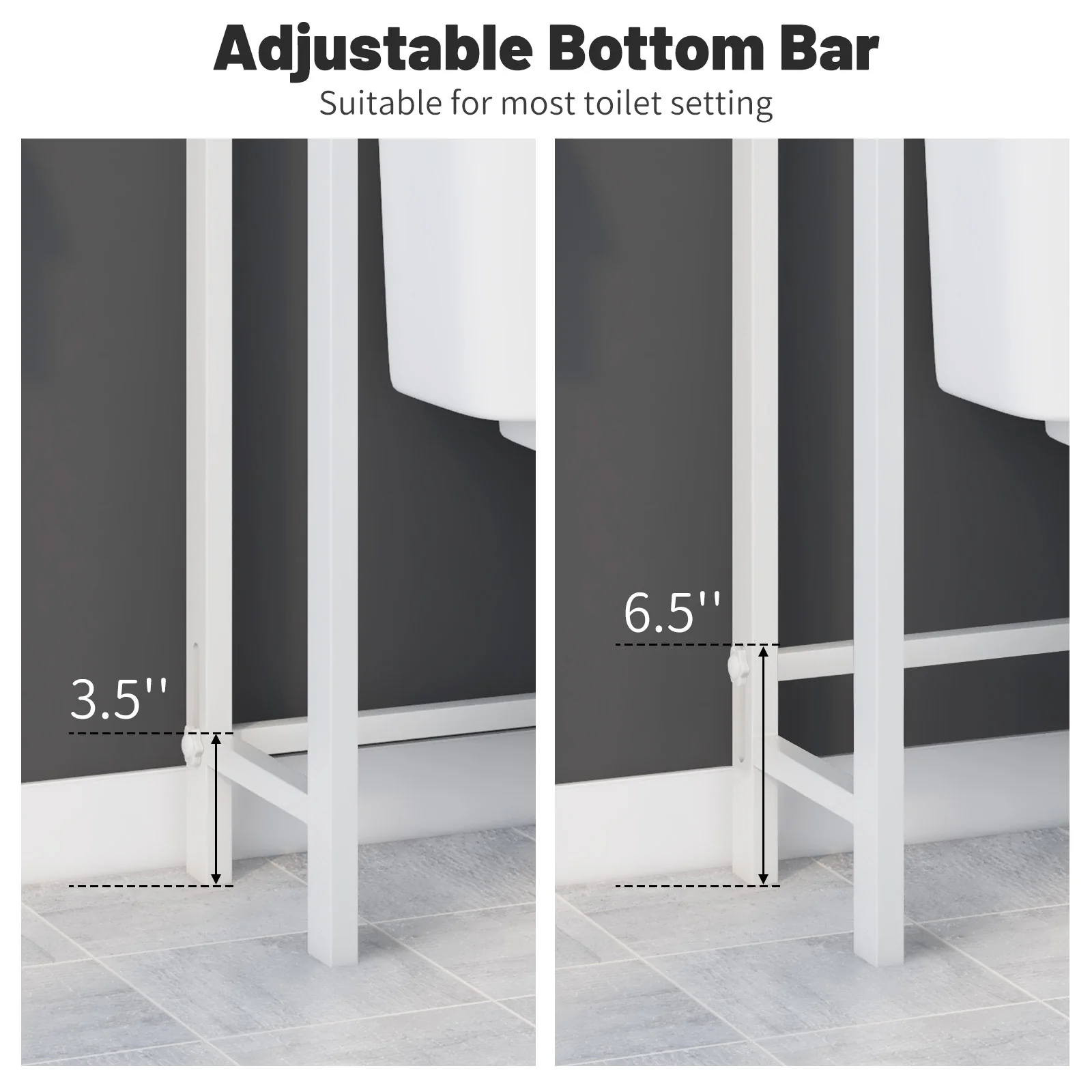 Over-The-Toilet Storage Shelf, Metal Bathroom Organizer Hooks, White - Image 10