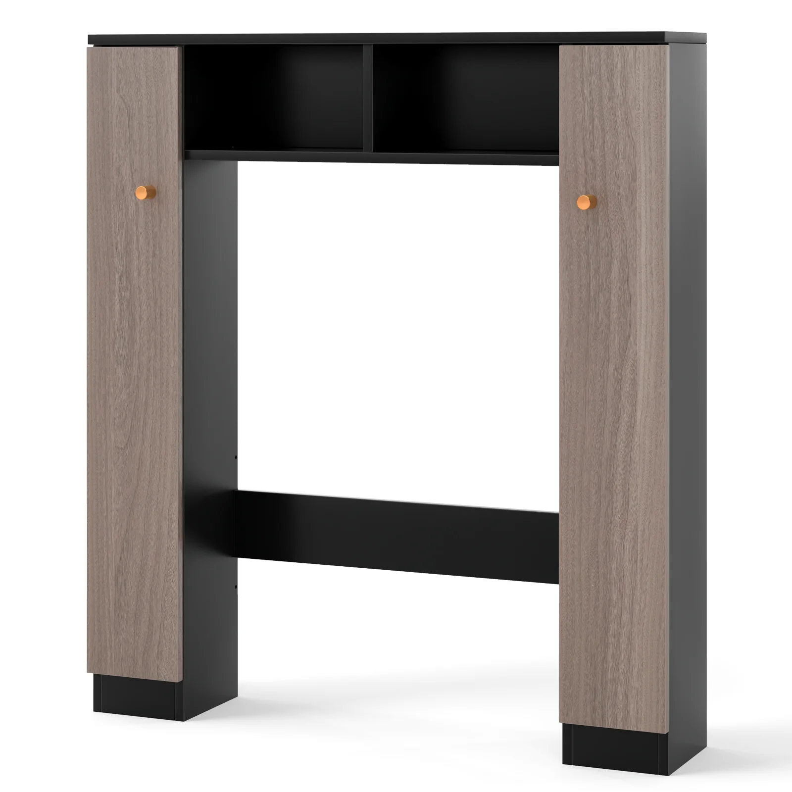 Over Toilet Storage Cabinet, 2 Open Compartments, 4 Adjustable Shelves, Black - Image 5