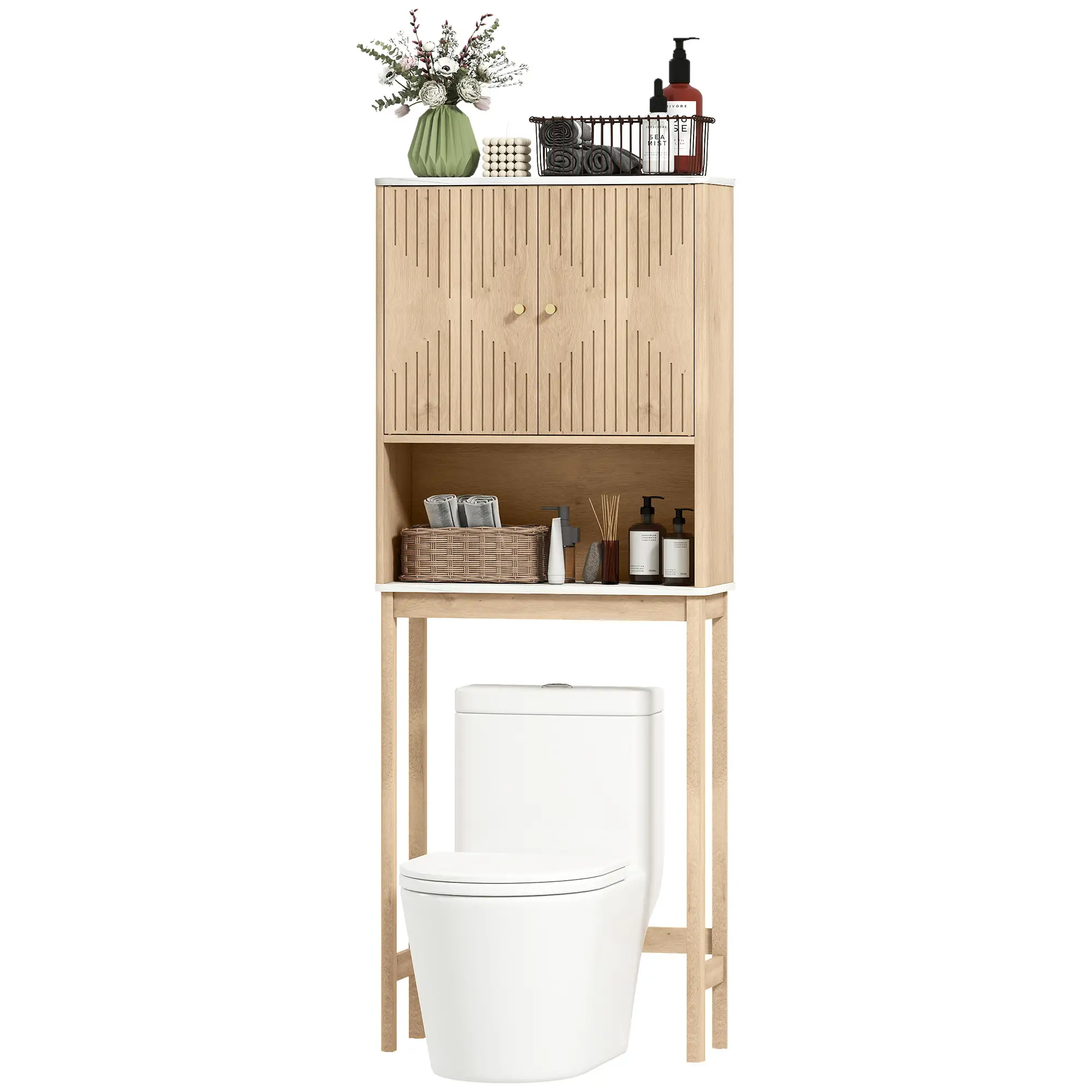 Over Toilet Storage Cabinet, Adjustable Shelf, Oak