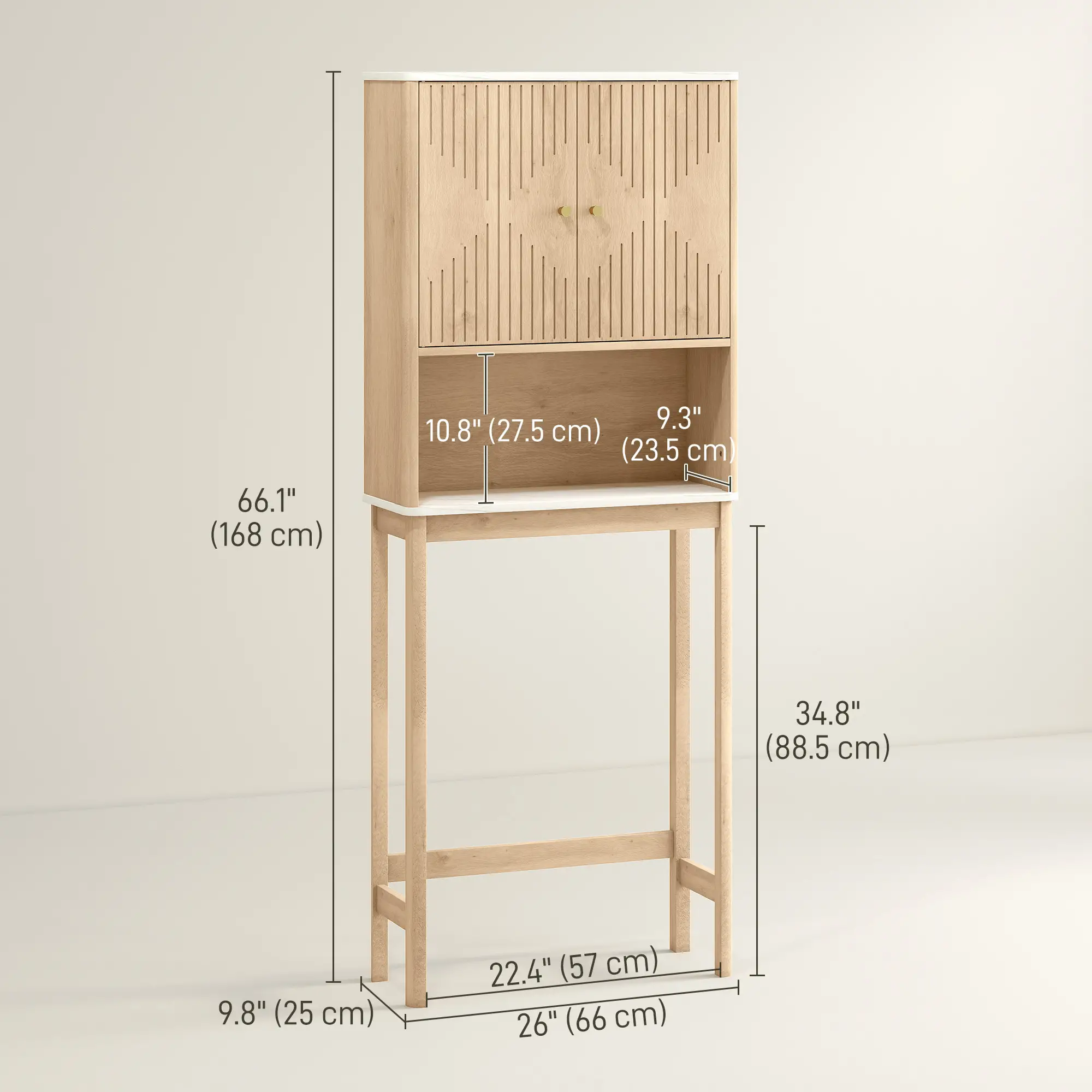 Over Toilet Storage Cabinet, Adjustable Shelf, Oak - Image 3
