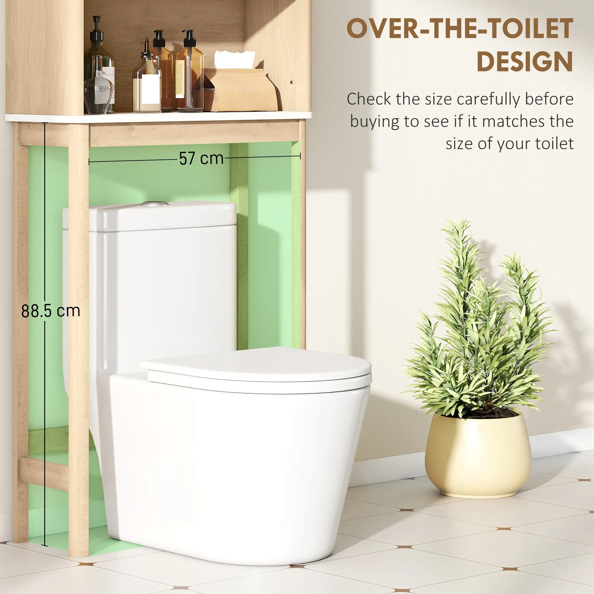 Over Toilet Storage Cabinet, Adjustable Shelf, Oak - Image 4
