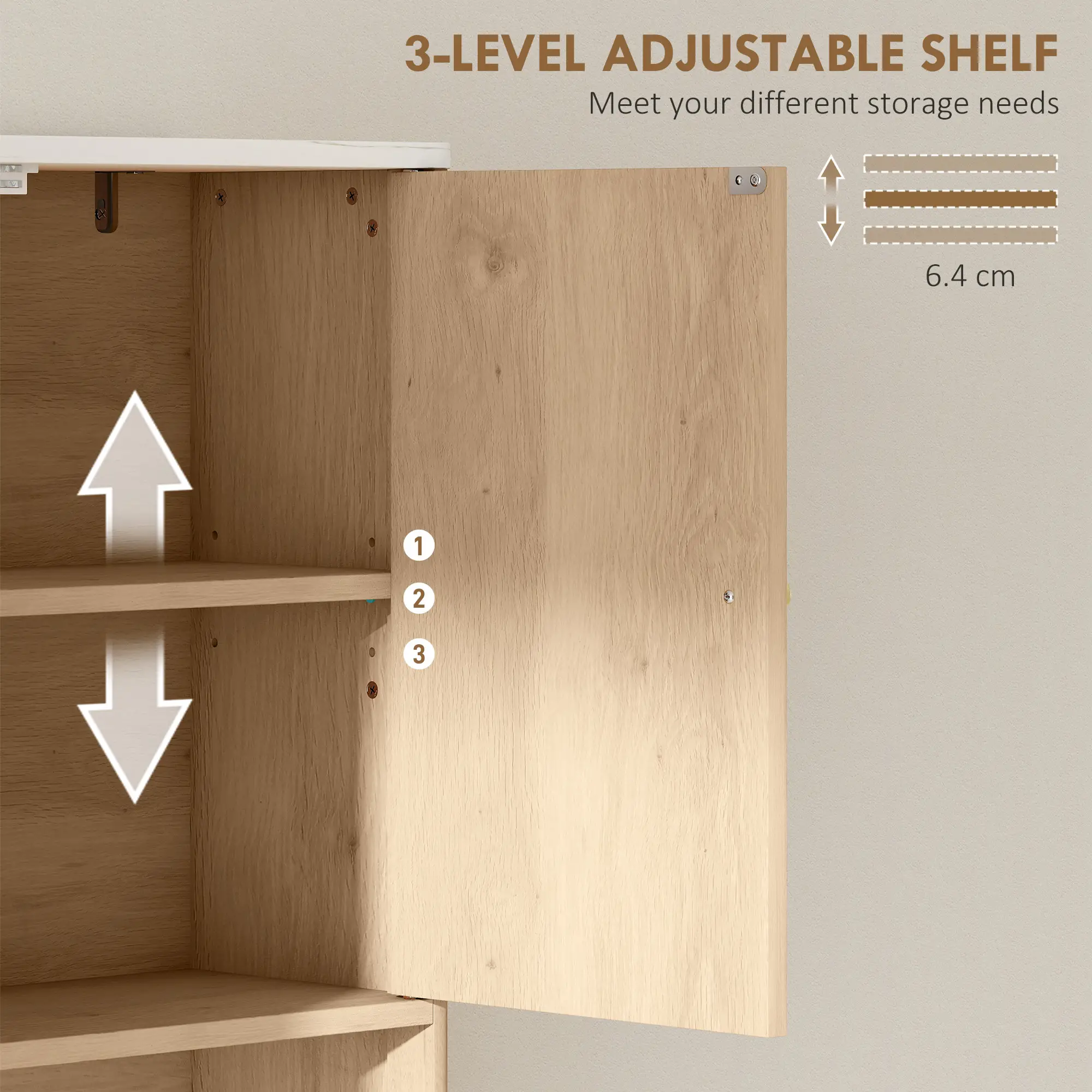 Over Toilet Storage Cabinet, Adjustable Shelf, Oak - Image 6