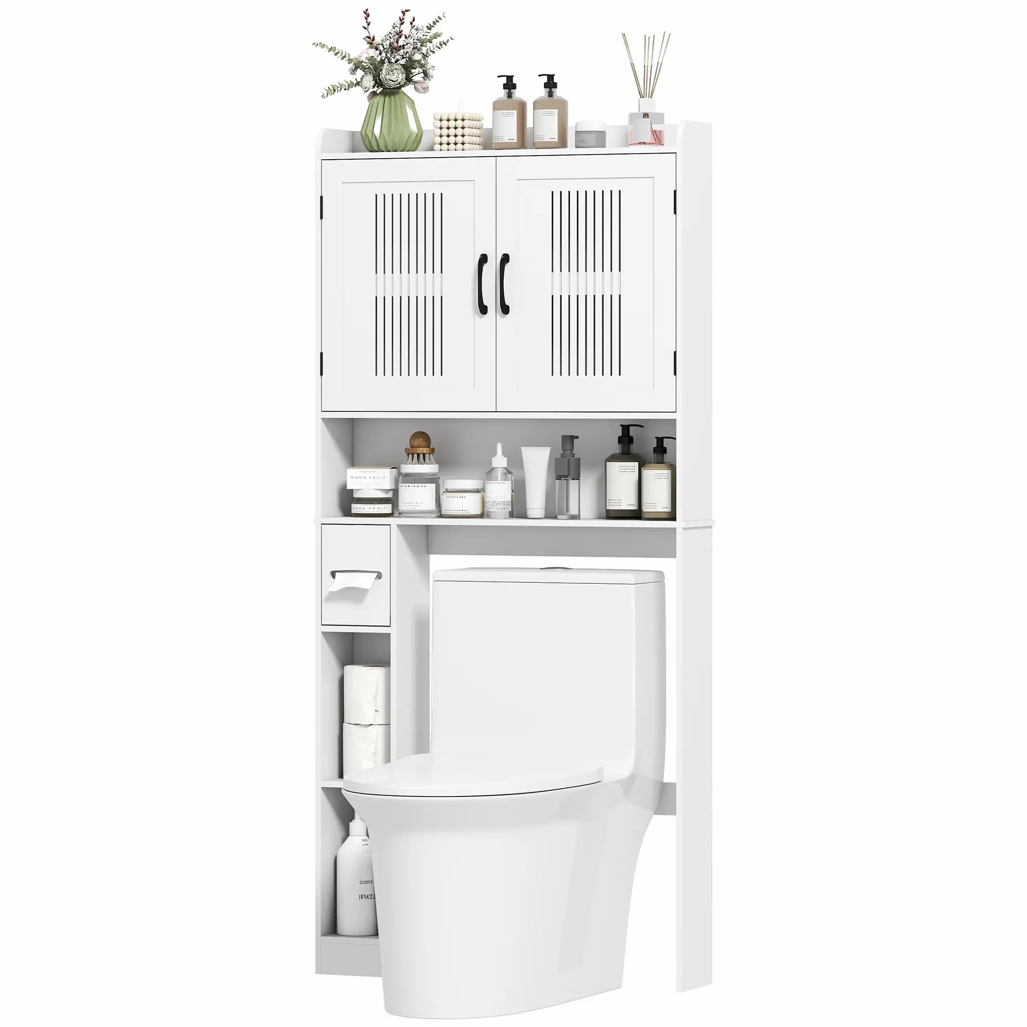 Over Toilet Storage Cabinet, Adjustable Shelf, Toilet Paper Holder
