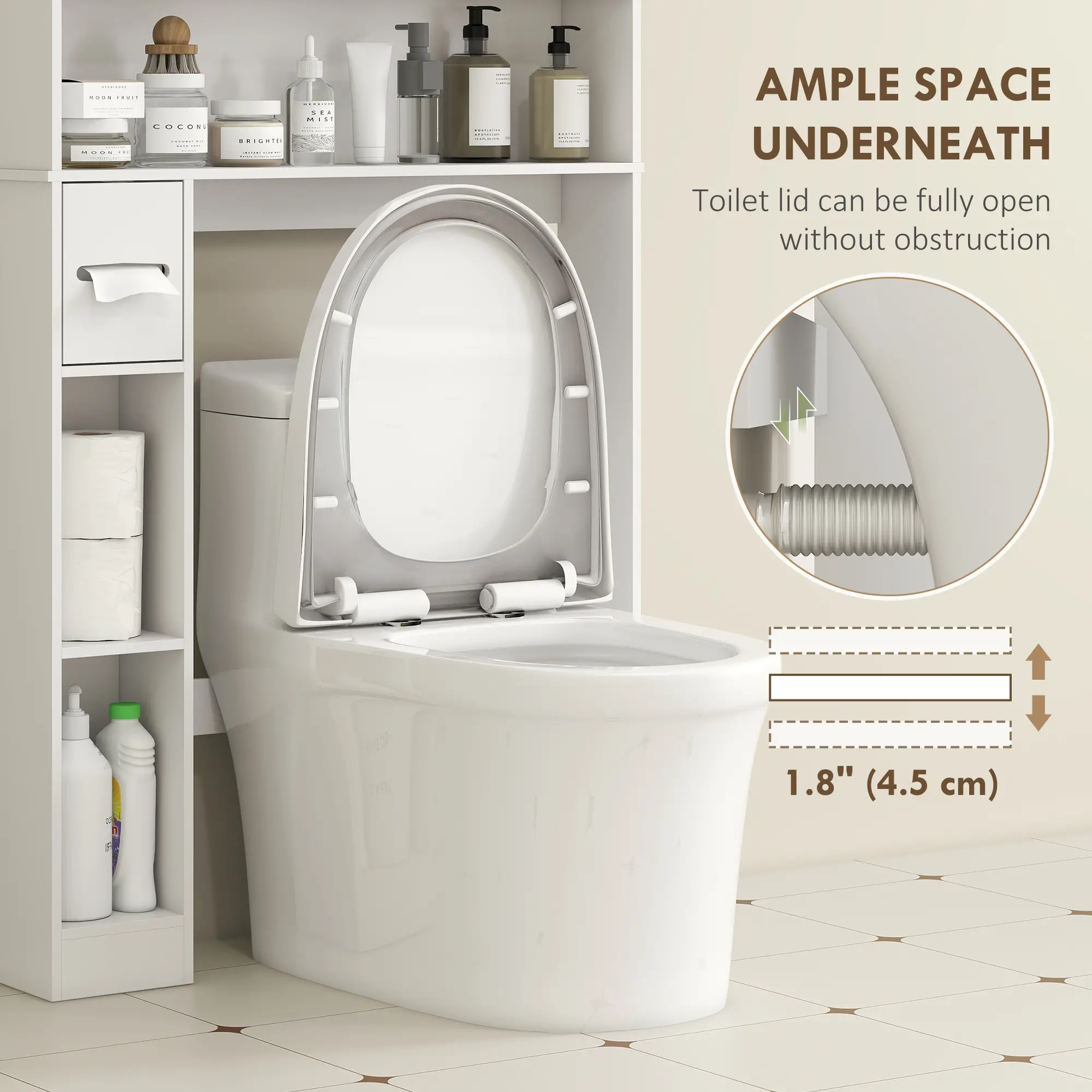Over Toilet Storage Cabinet, Adjustable Shelf, Toilet Paper Holder - Image 6
