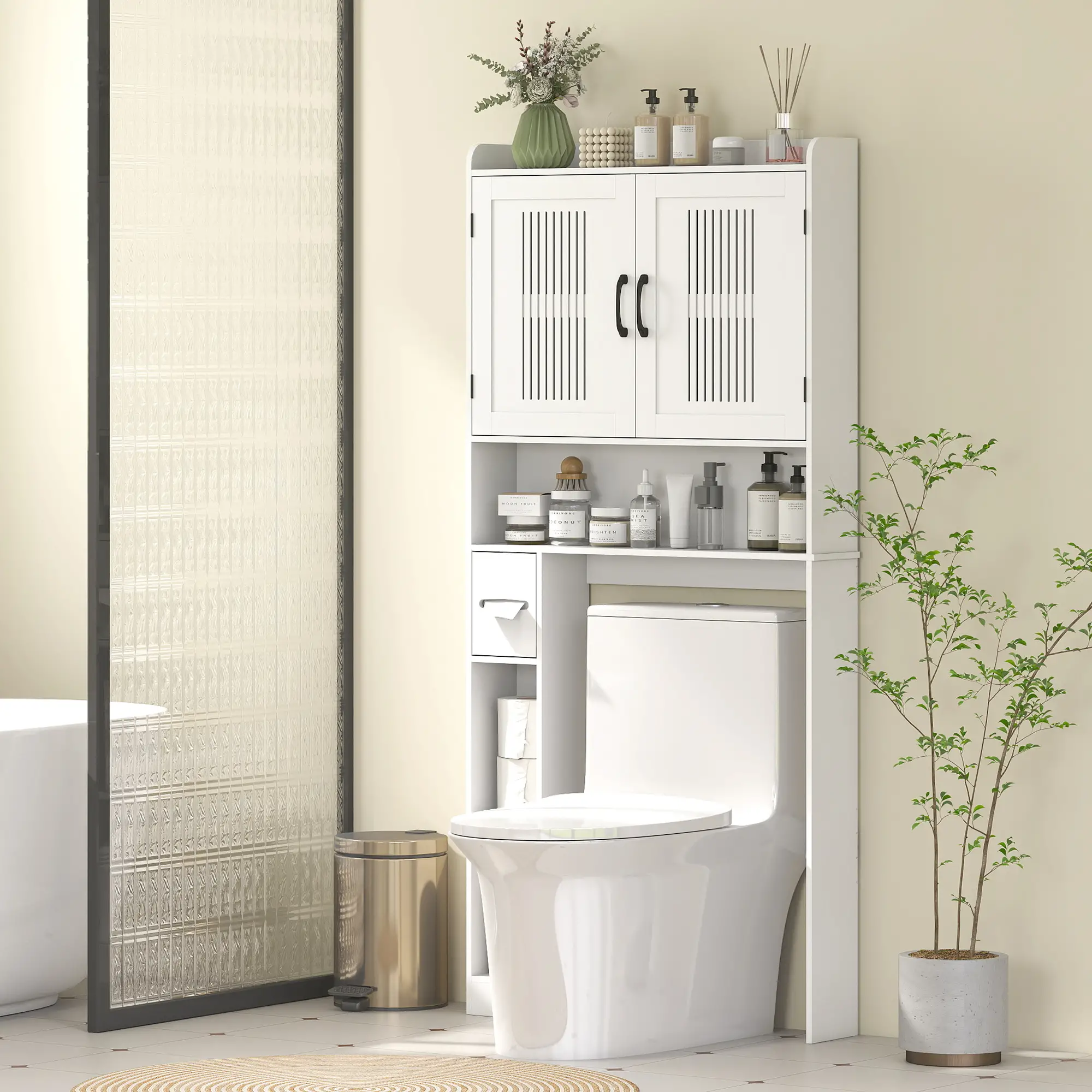 Over Toilet Storage Cabinet, Adjustable Shelf, Toilet Paper Holder - Image 8