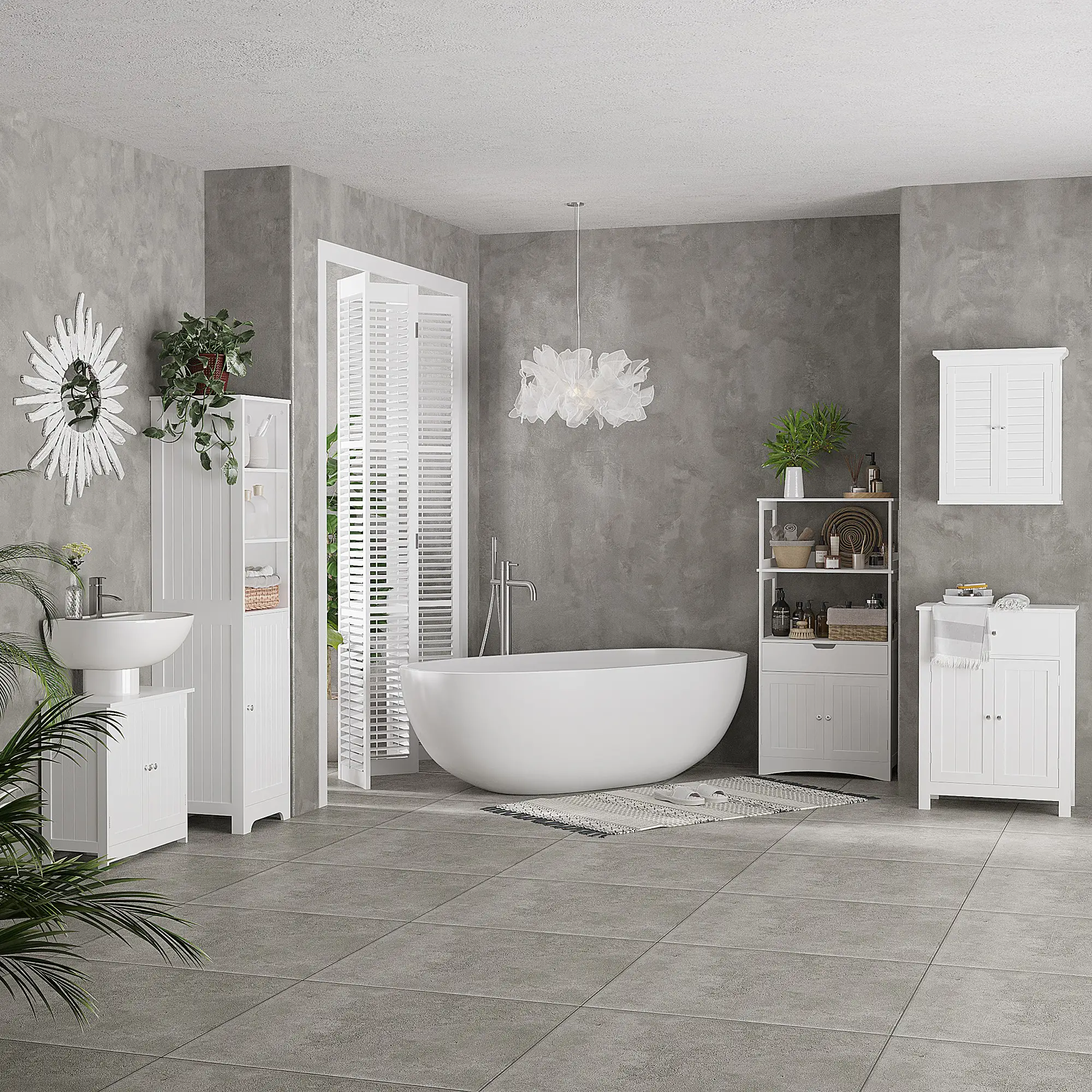 Over Toilet Storage Cabinet, Adjustable Shelf, White - Image 2