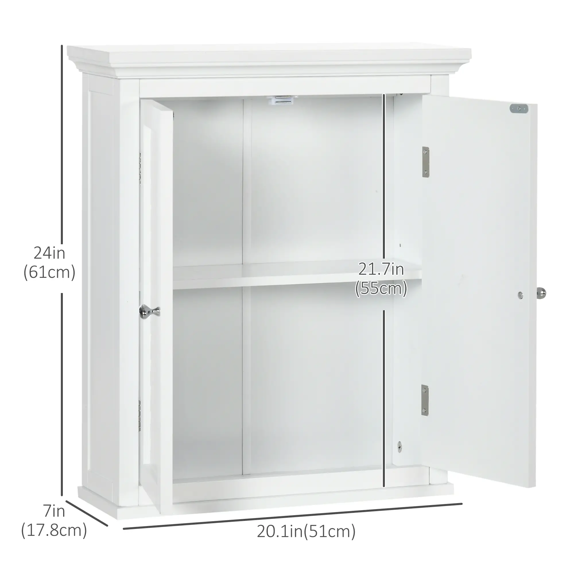 Over Toilet Storage Cabinet, Adjustable Shelf, White - Image 3