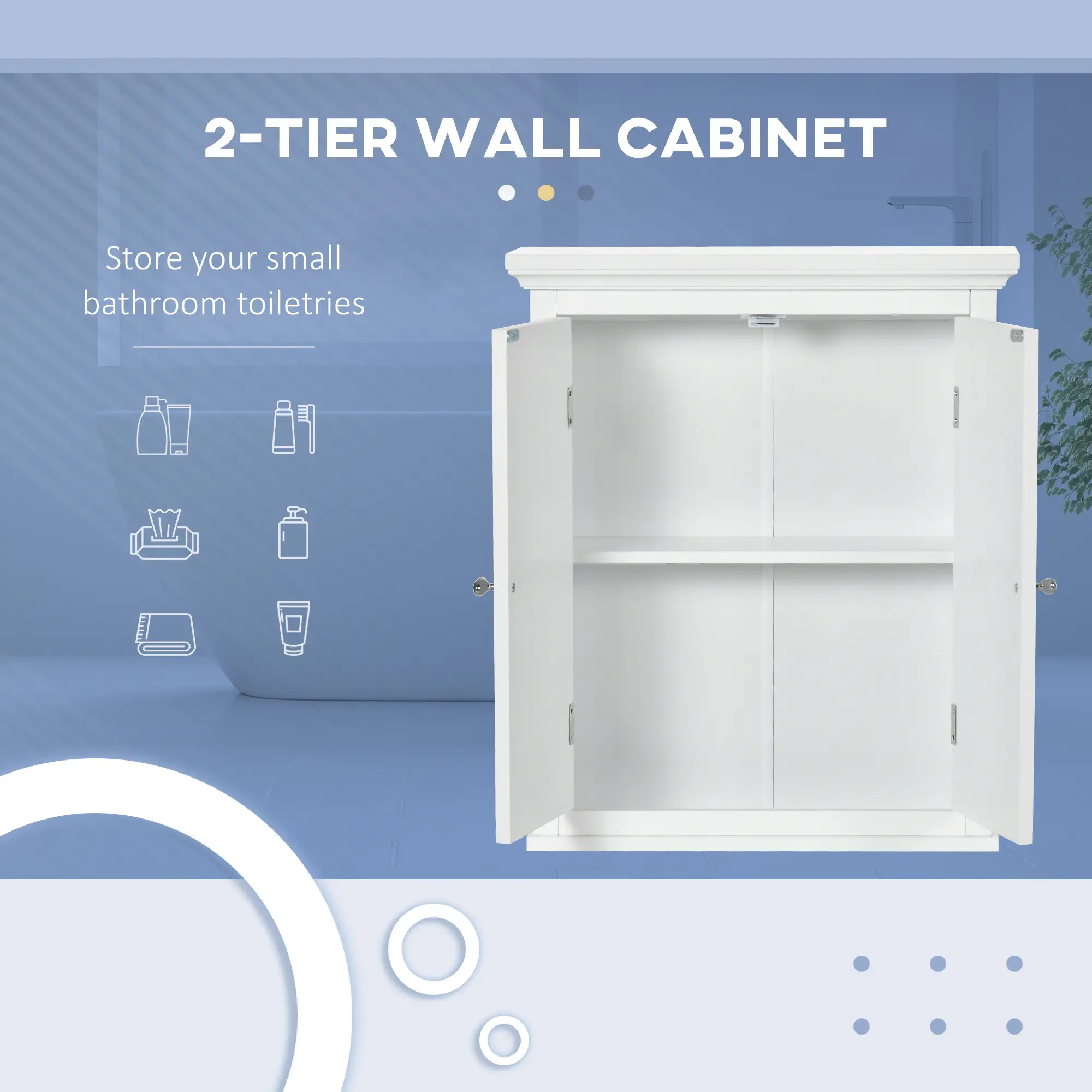 Over Toilet Storage Cabinet, Adjustable Shelf, White - Image 4