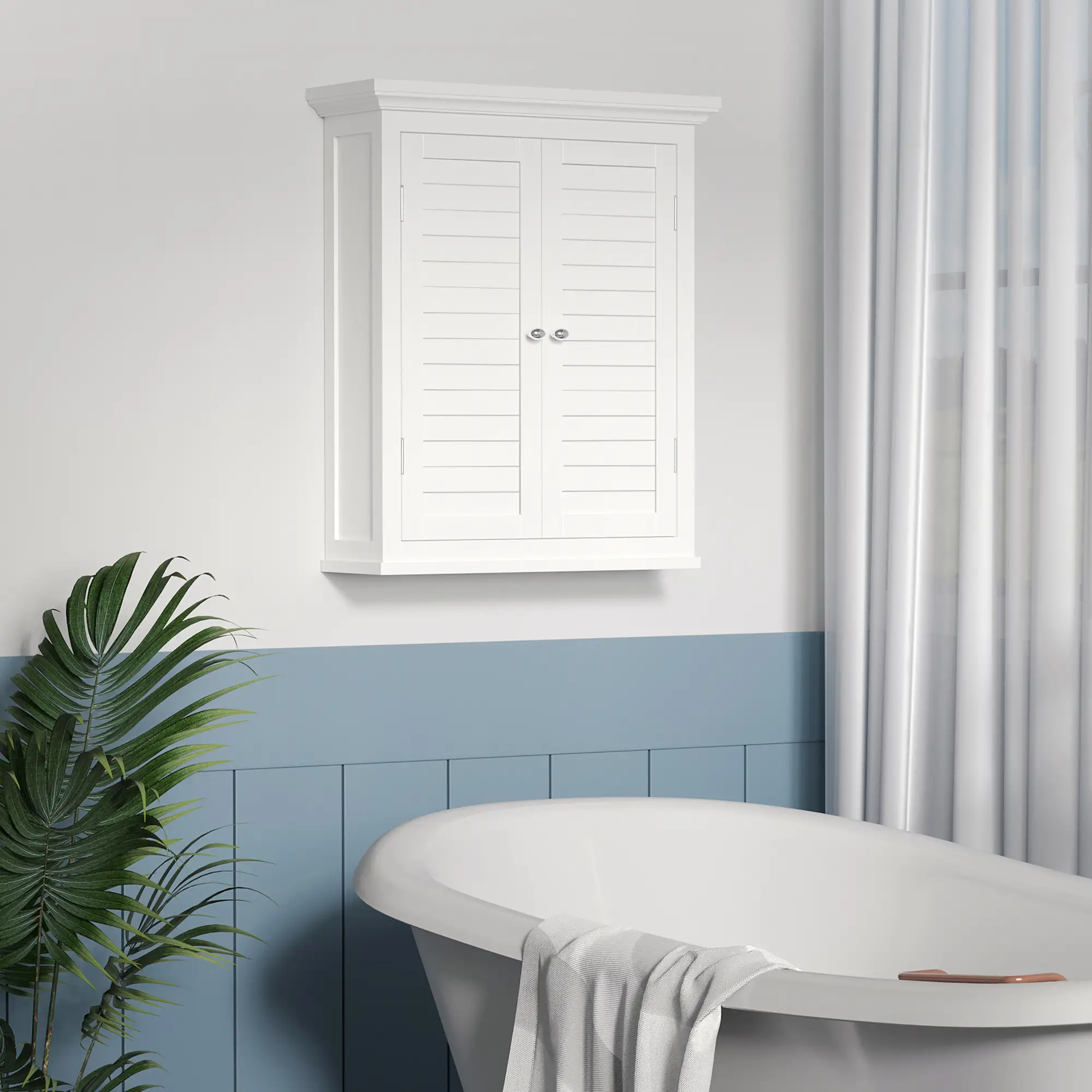 Over Toilet Storage Cabinet, Adjustable Shelf, White - Image 7