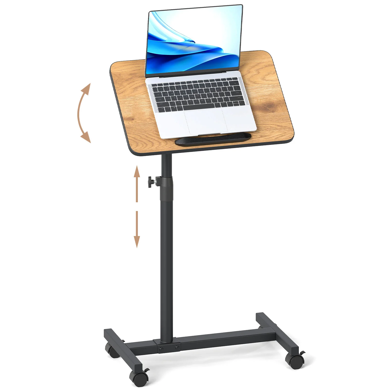 Overbed Rolling Food Tray Table, Natural - Image 4