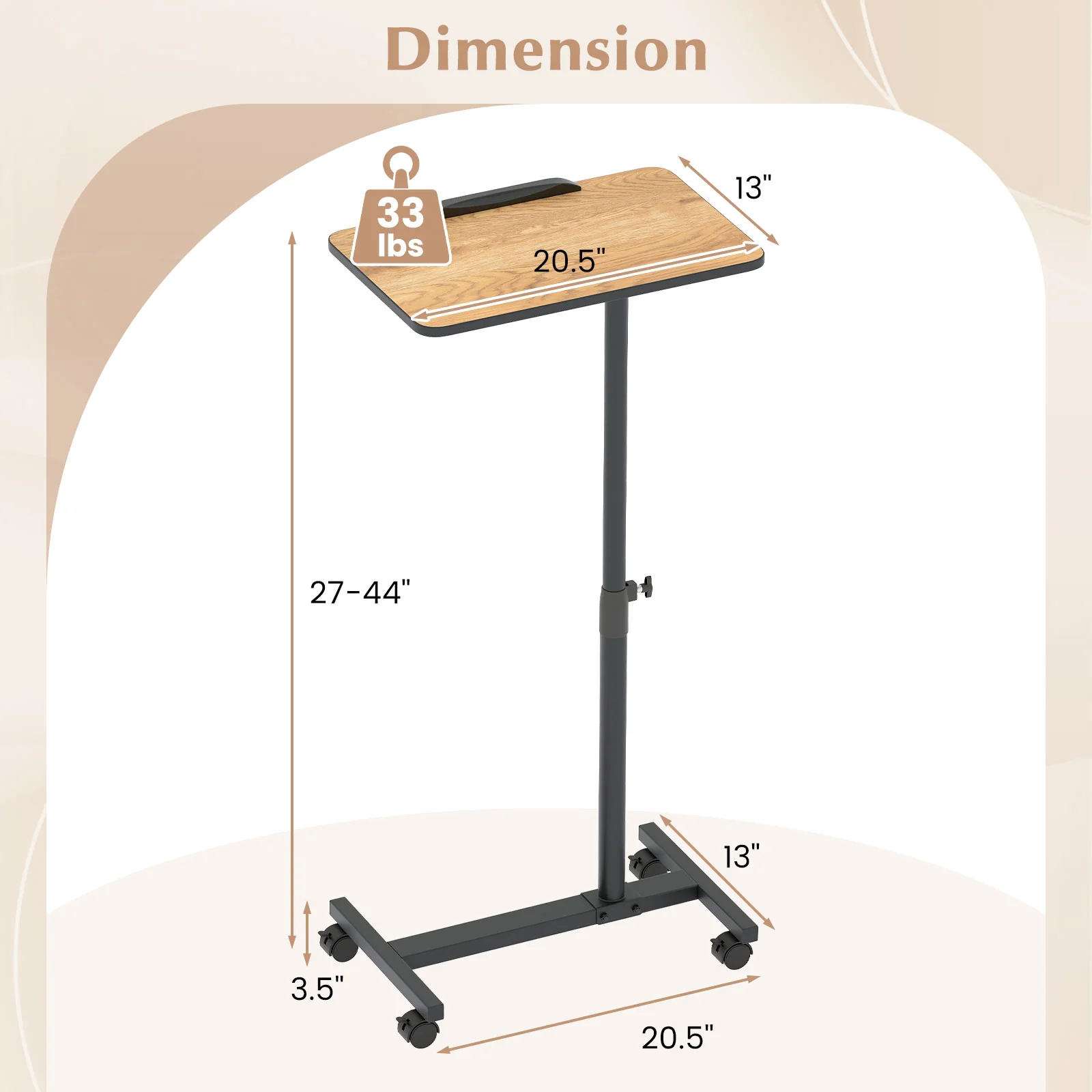 Overbed Rolling Food Tray Table, Natural - Image 6