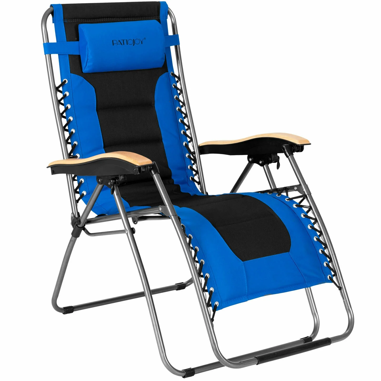 Oversize Folding Adjustable Padded Zero Gravity Lounge Chair, Blue - Image 4