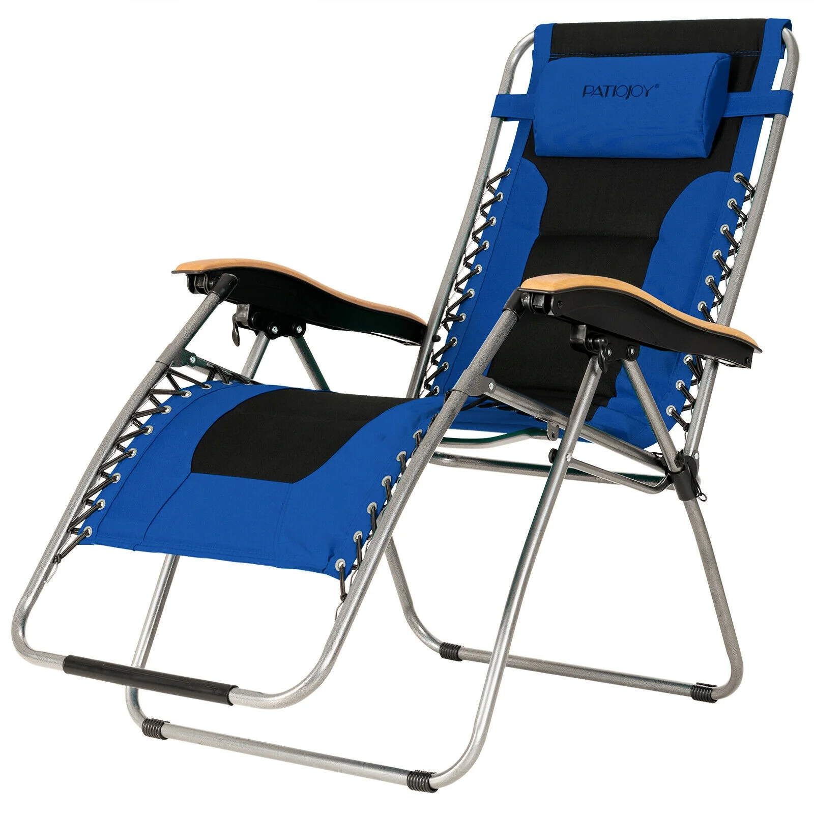 Oversize Folding Adjustable Padded Zero Gravity Lounge Chair, Blue - Image 9