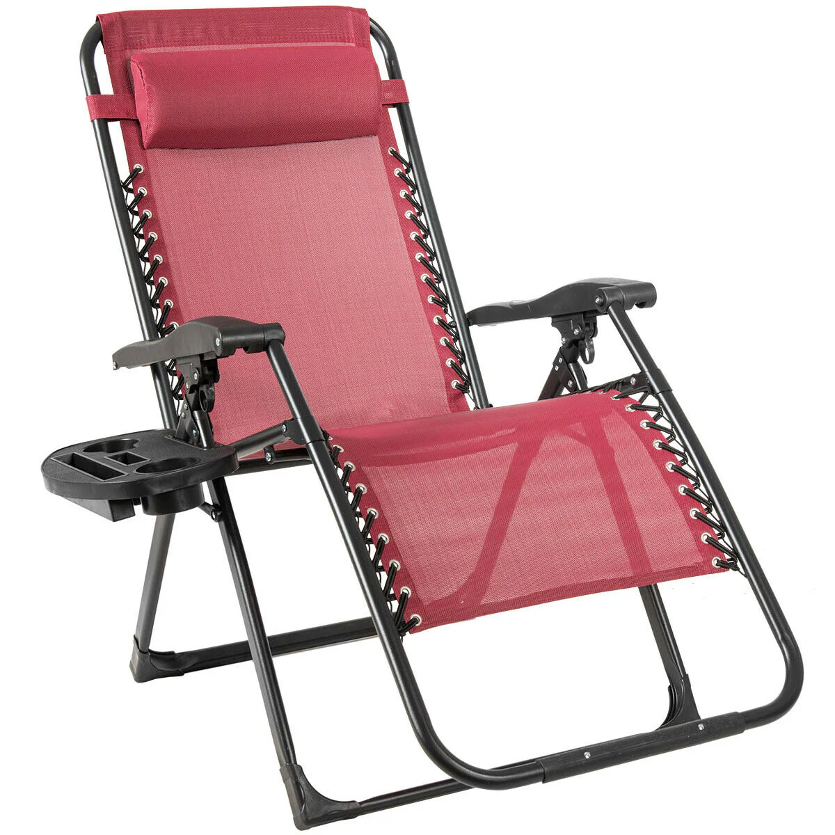 Oversize Lounge Chair, Heavy Duty Folding Recliner, Dark Red - Image 3