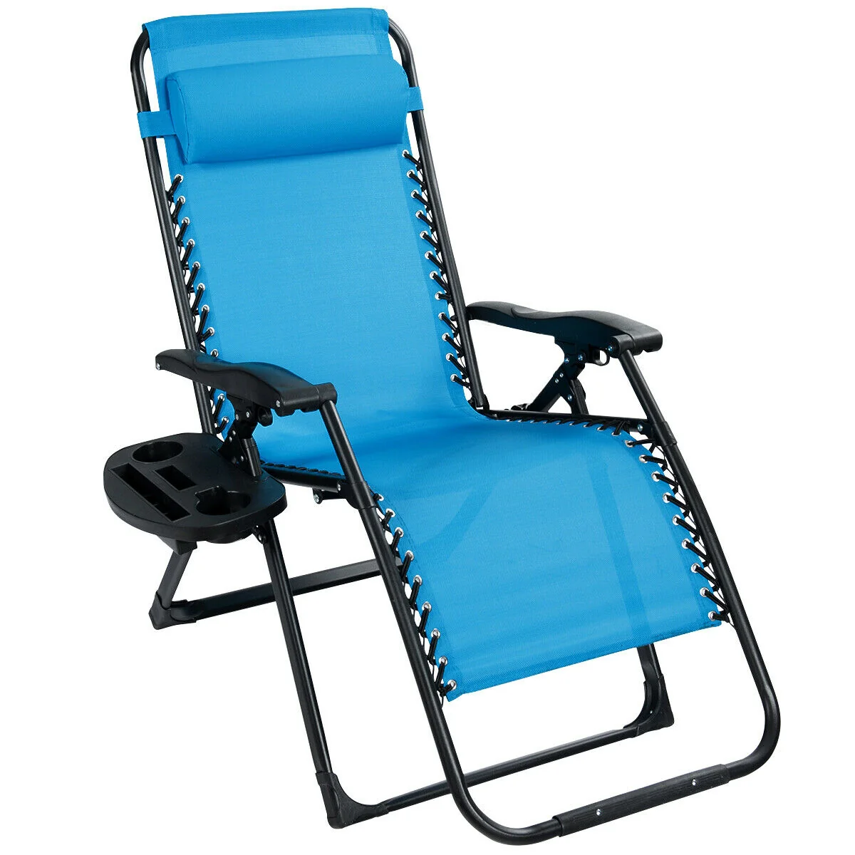 Oversize Lounge Chair With Cup Holder, Heavy Duty, Outdoor, Blue