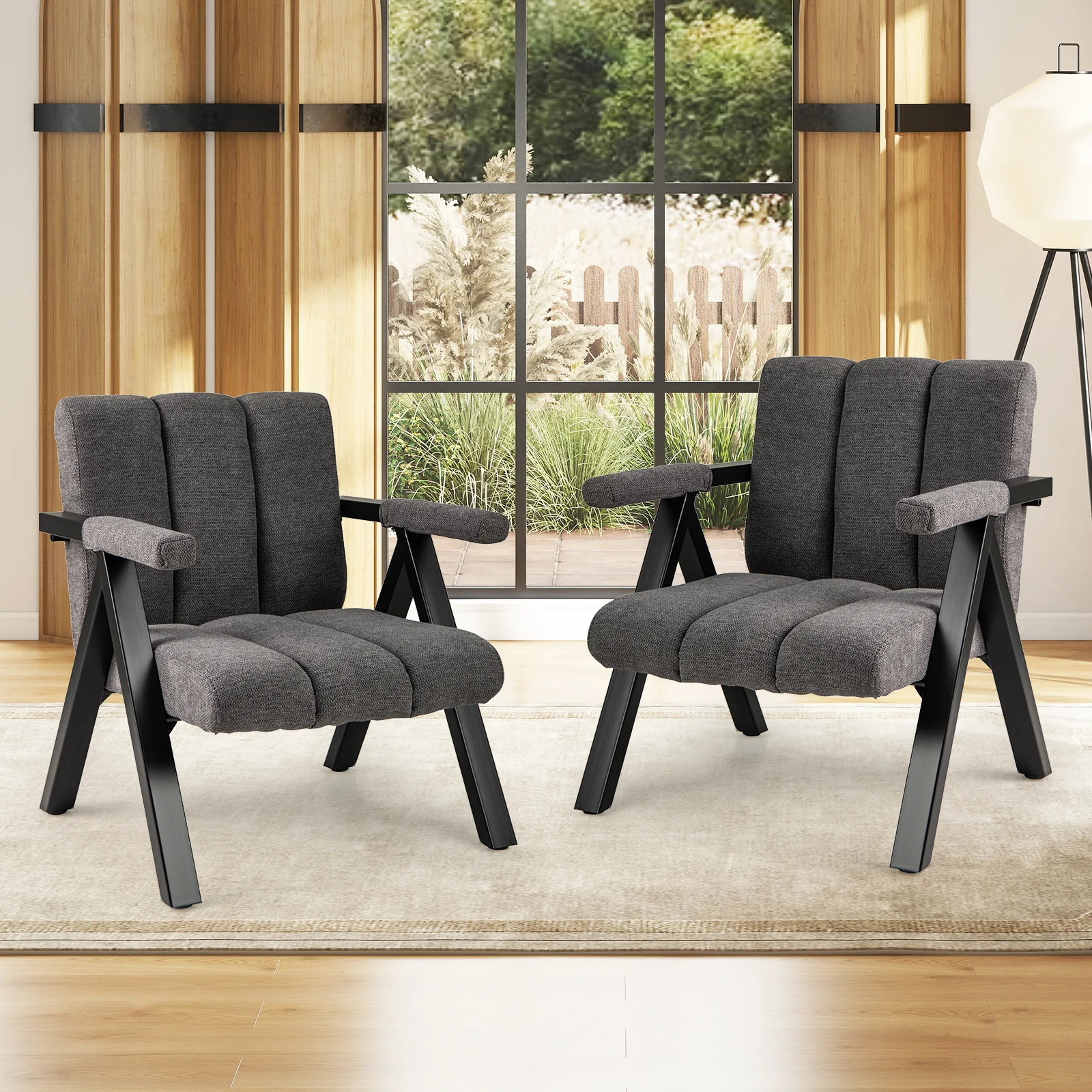 Oversized Accent Chair, Metal Frame, Gray - Image 6