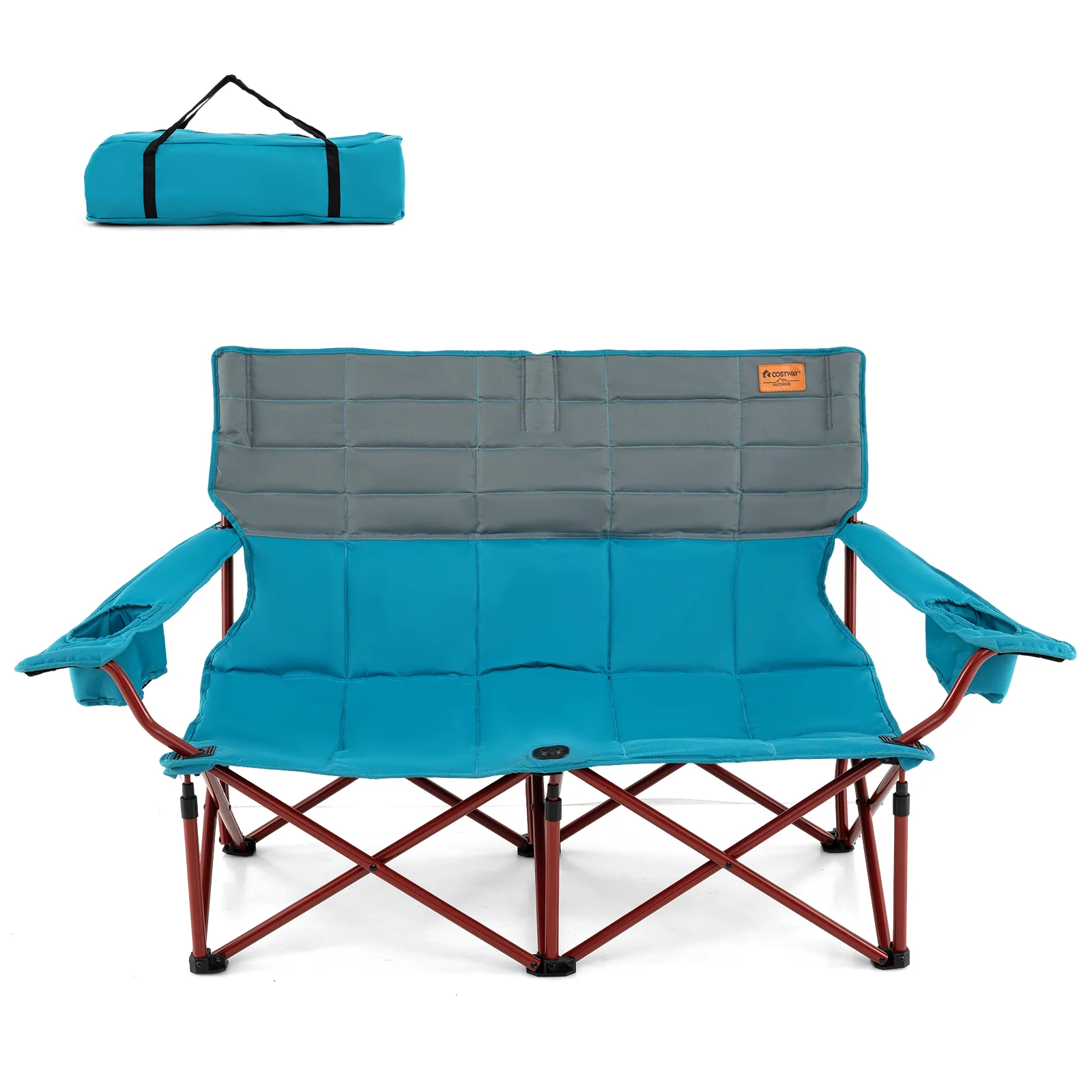 Oversized Camping Chair, Folding Loveseat, Blue - Image 5